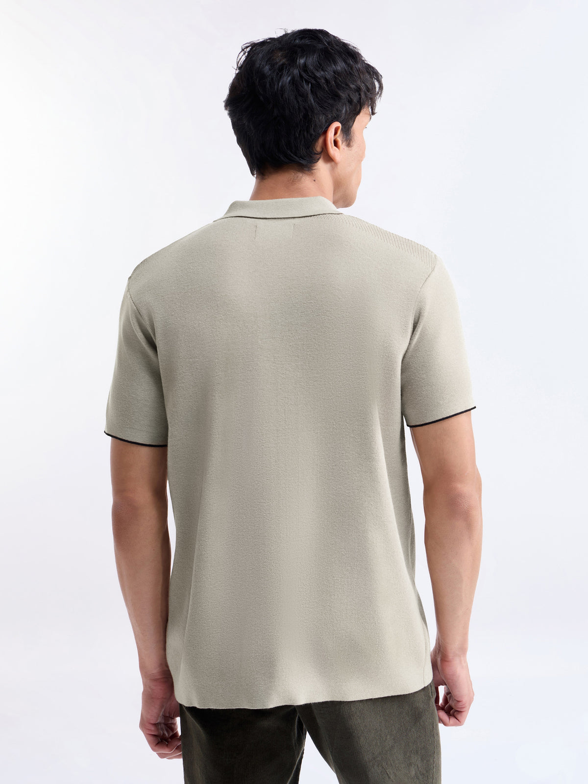 Solid Half Sleeve Regular Fit T-Shirt - Cream t4option_1