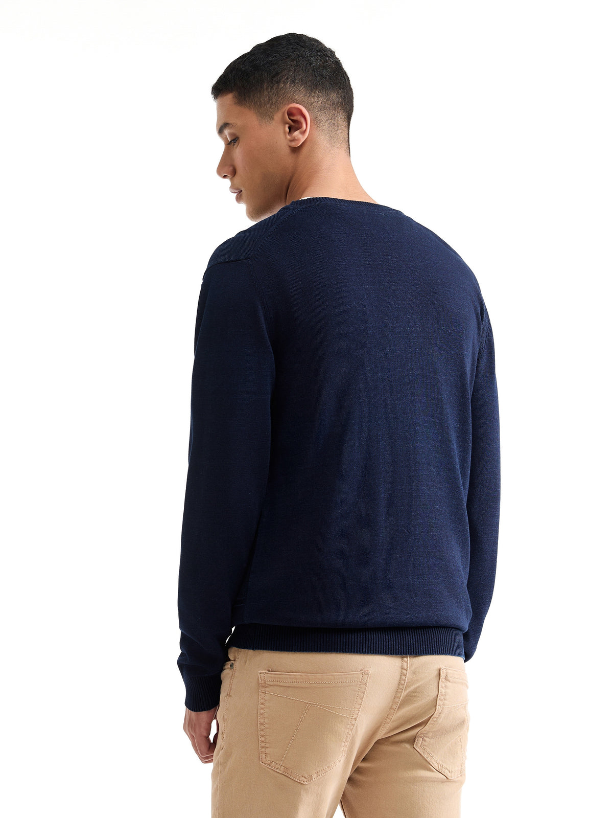 Striped Full Sleeve Jumper Sweater - Dk Indigo t4option_0