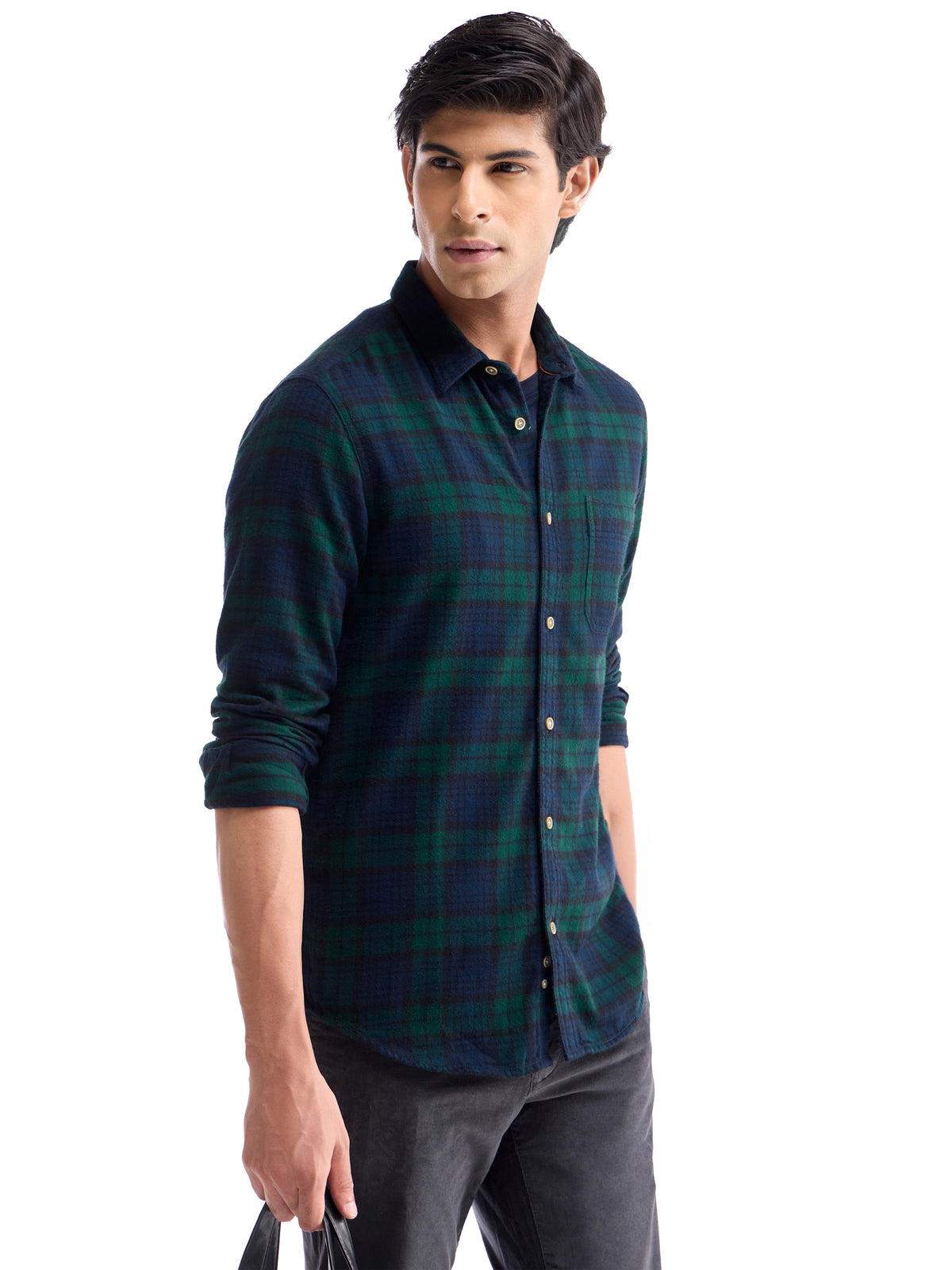 Check Full Sleeve Cotton Shirt - Green t4option_0