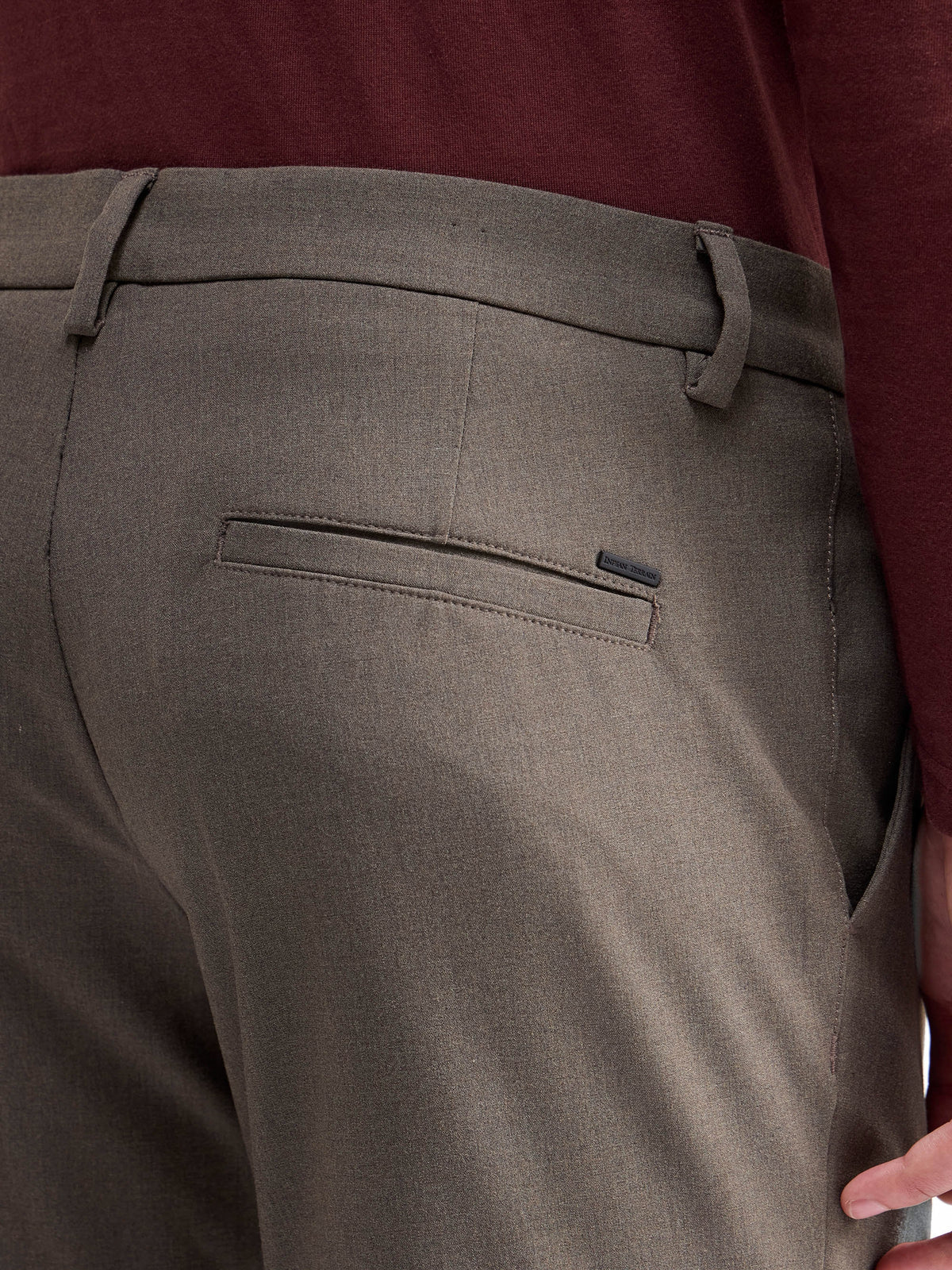 Urban Fit Poly Blend Trouser - Brown Mel t4option_2