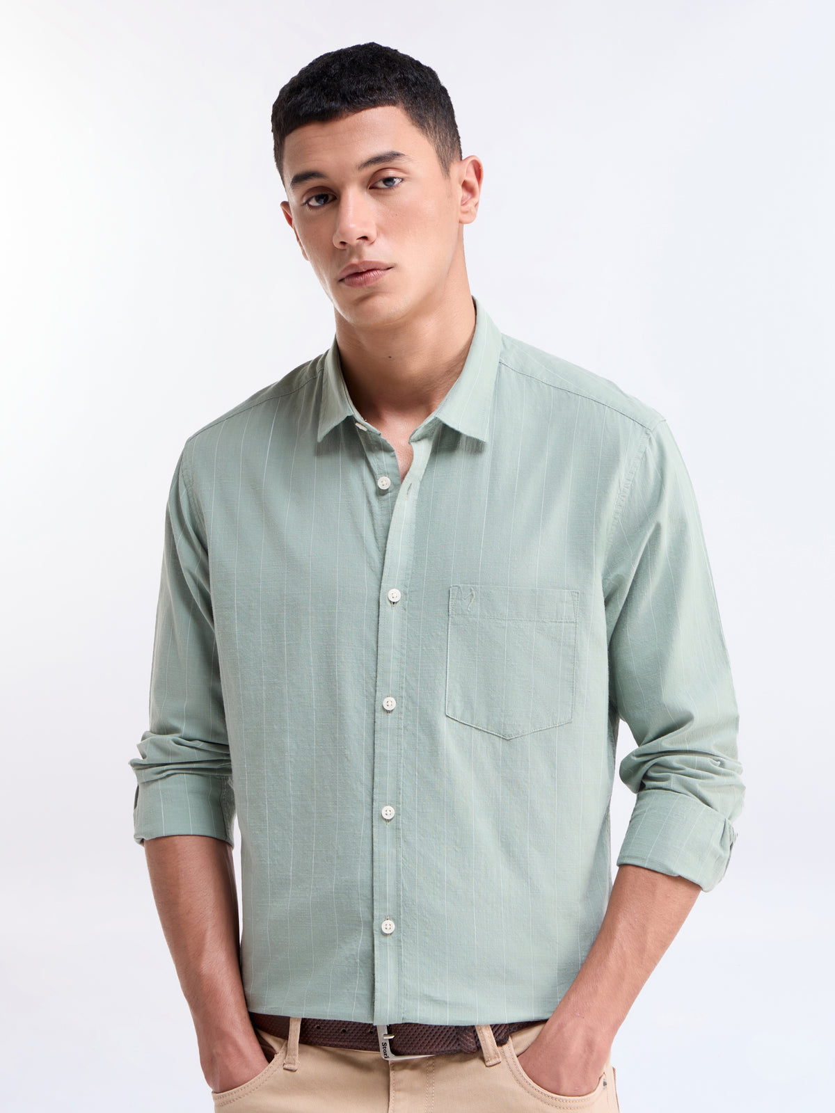 Striped Full Sleeve Cotton Shirt - Sap t4option_2
