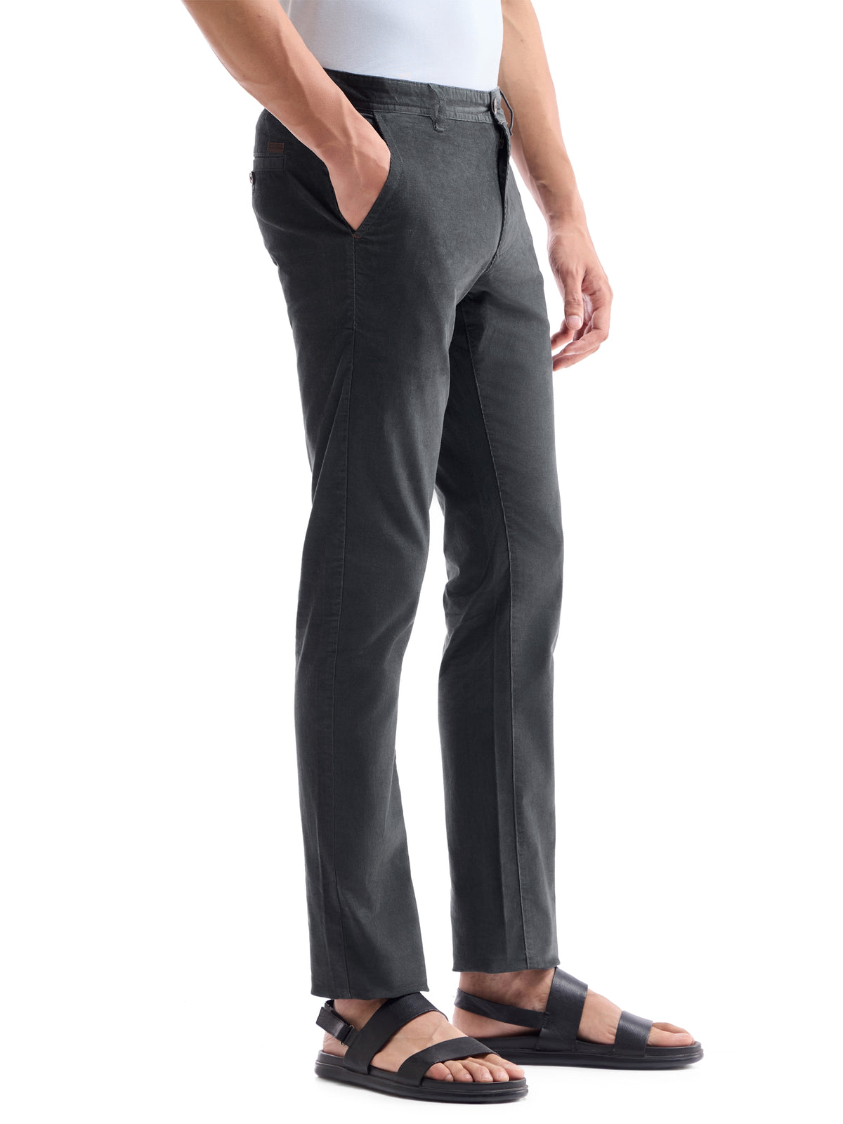 Slim Fit Cotton Stretch Trouser - Grey t4option_1