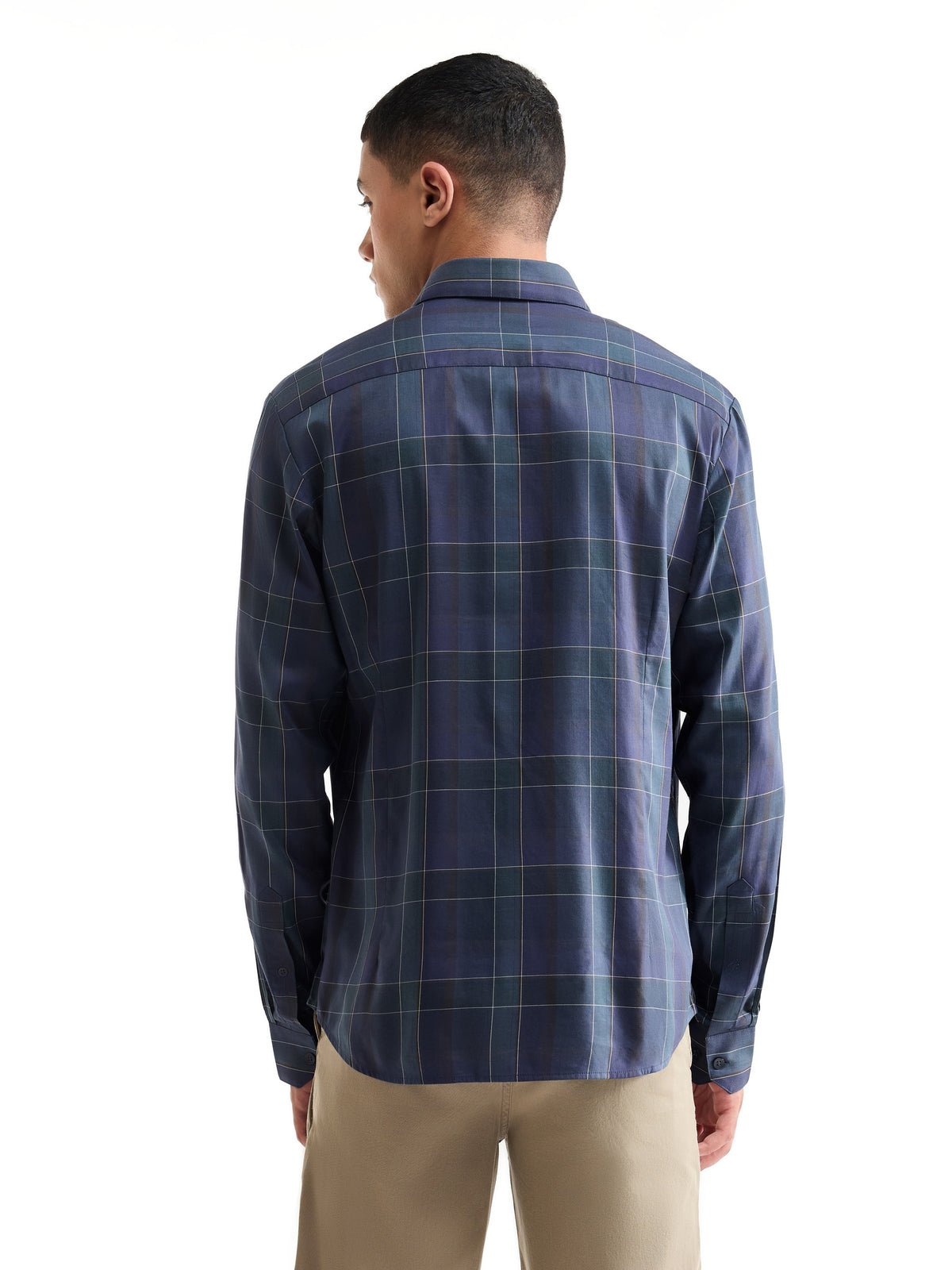 Check Full Sleeve Cotton Modal Shirt - Pine t4option_0