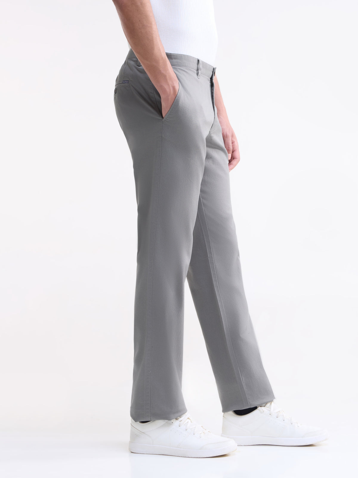 Regular Fit Cotton Stretch Trouser - Light Grey t4option_0