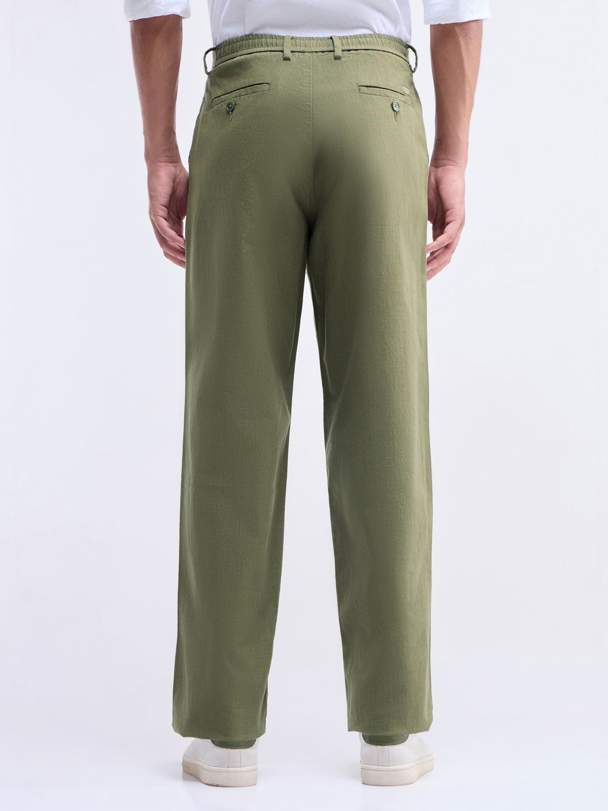 Regular Fit Cotton Stretch Trouser - Olive t4option_2