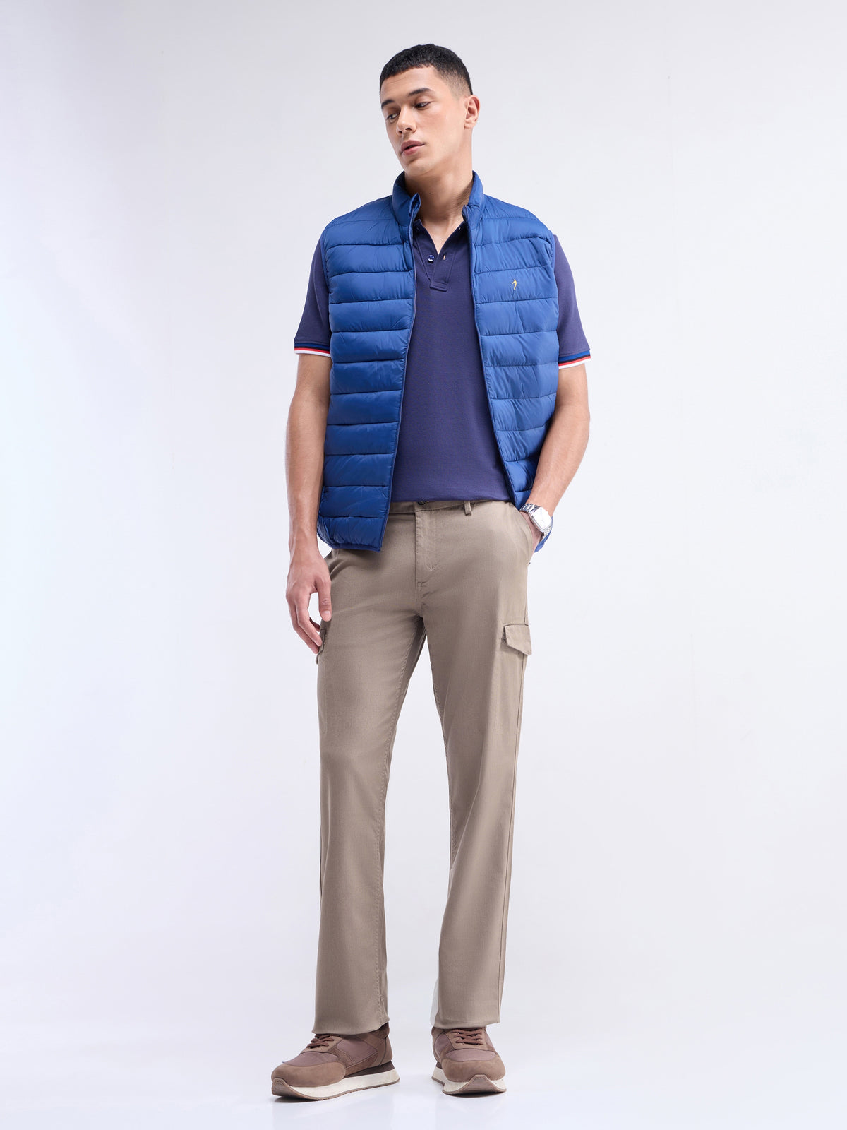 Regular Fit Cotton Stretch Trouser - Lt Brown t4option_0