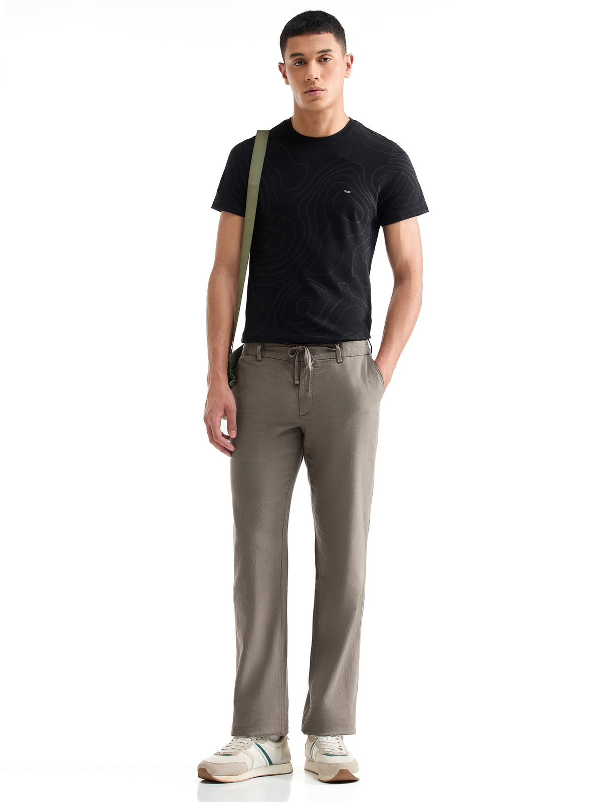 Regular Fit Cotton Linen Trouser - Olive t4option_2