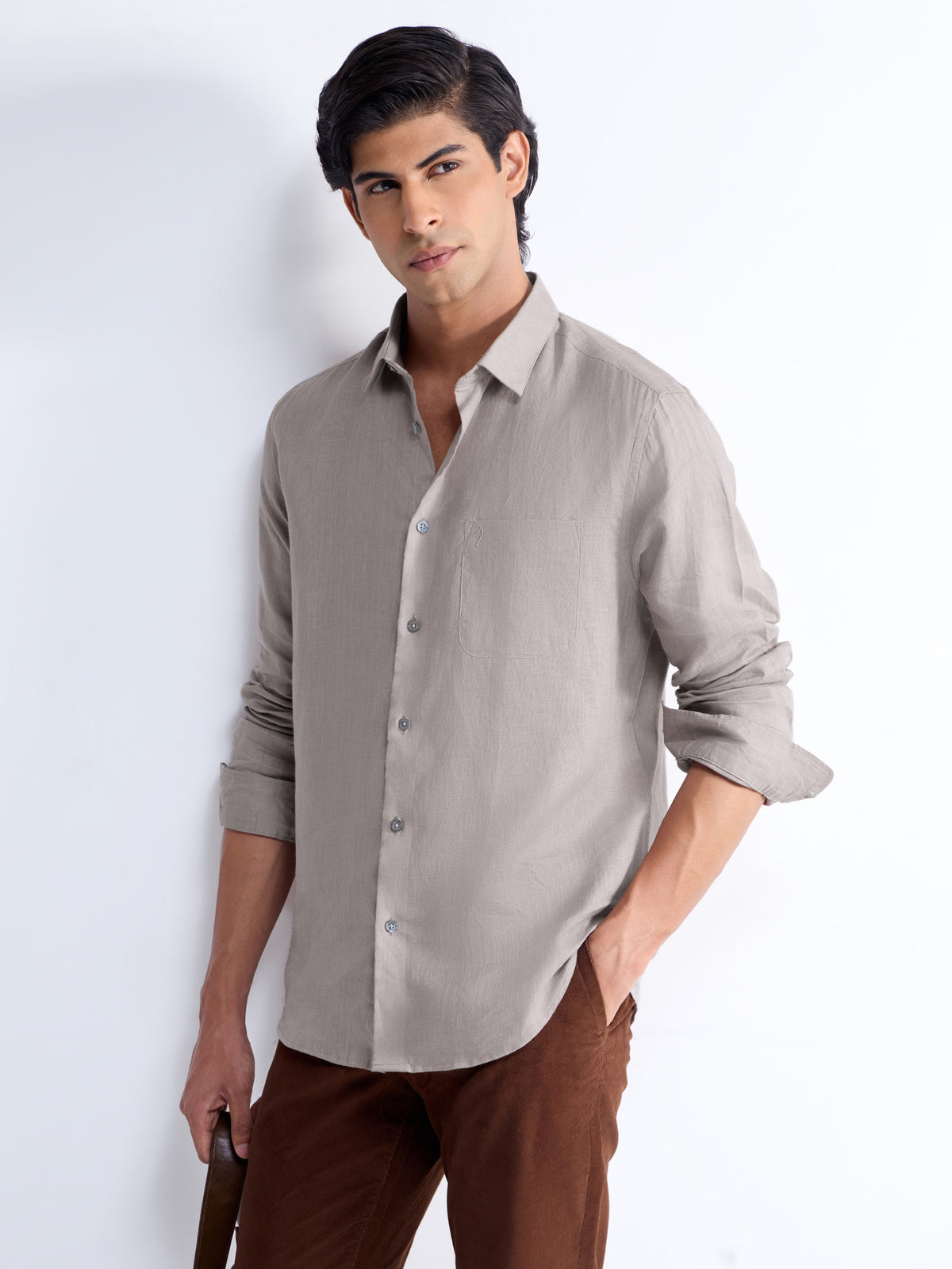 Solid Regular Fit Shirt - Grey t4option_4
