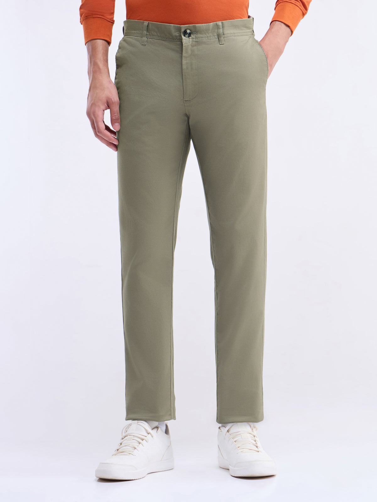 Slim Fit Cotton Stretch Trouser - Olive t4option_0