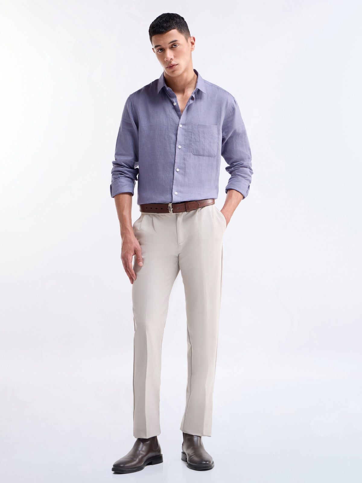 Solid Regular Fit Shirt - Purple t4option_8