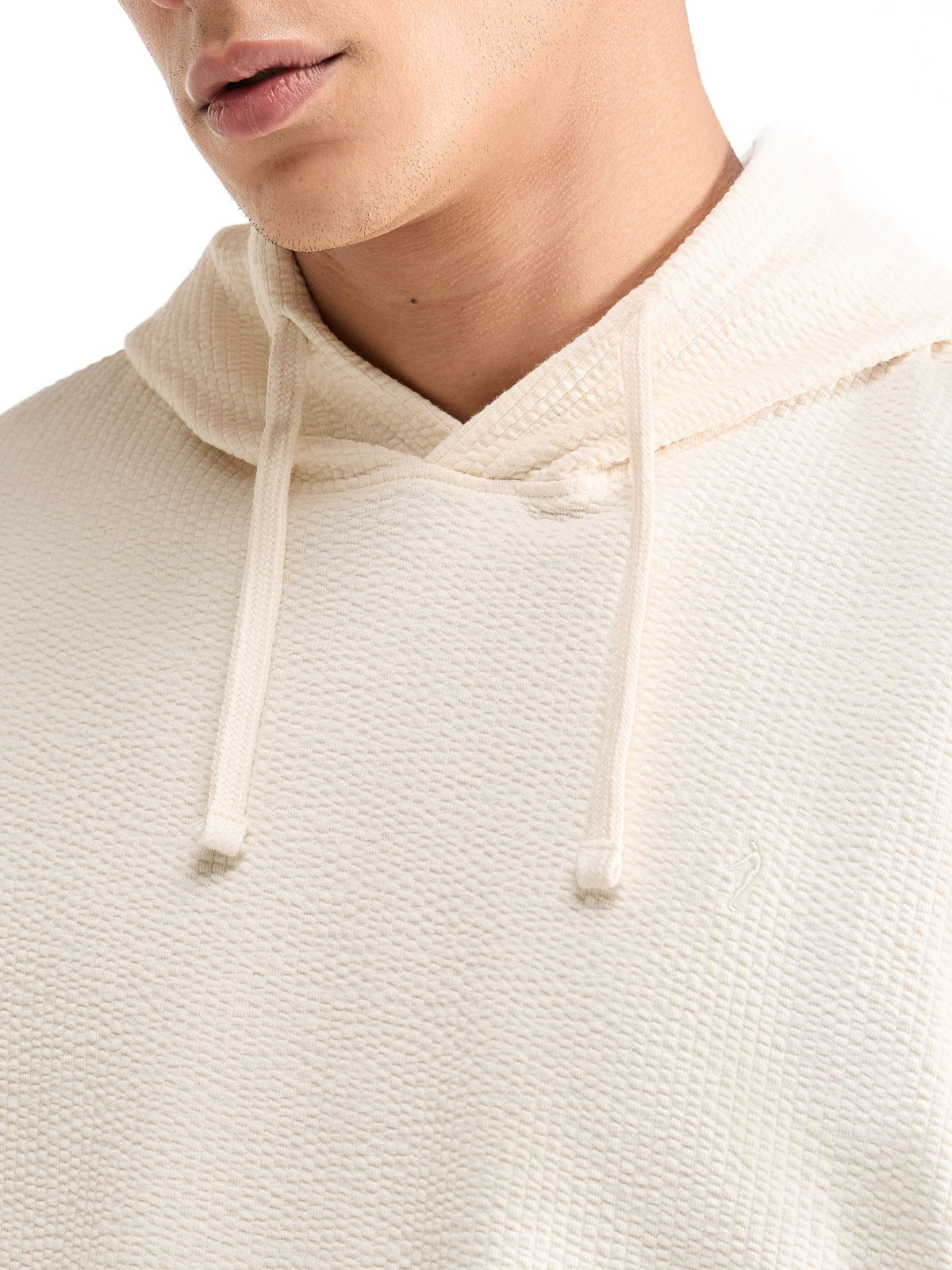 Solid Hoodie Sweatshirt - Ecru t4option_0