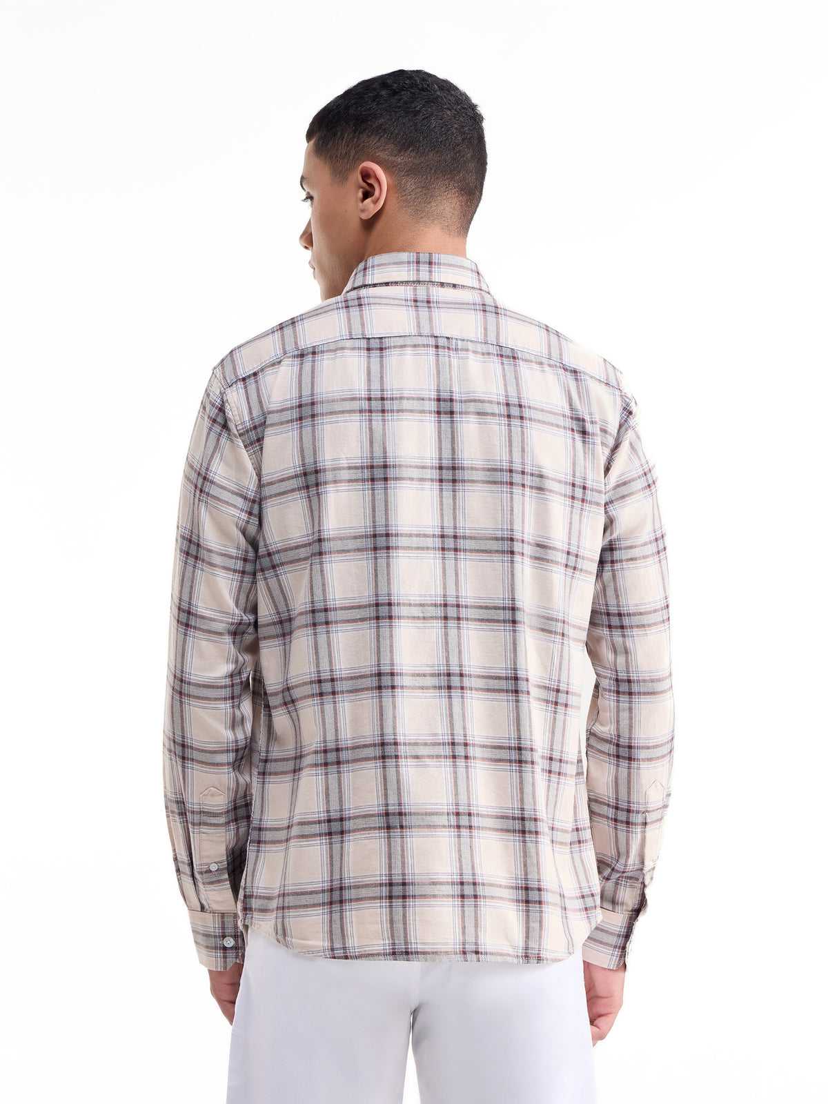 Check Full Sleeve Cotton Shirt - Khaki t4option_0