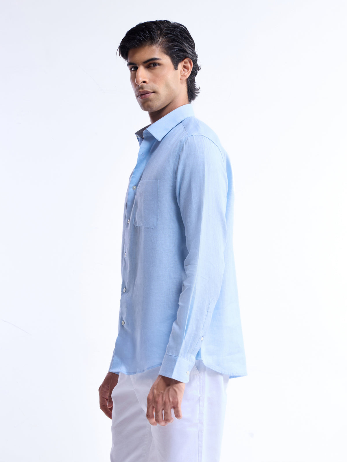 Solid Regular Fit Shirt - Sky t4option_10