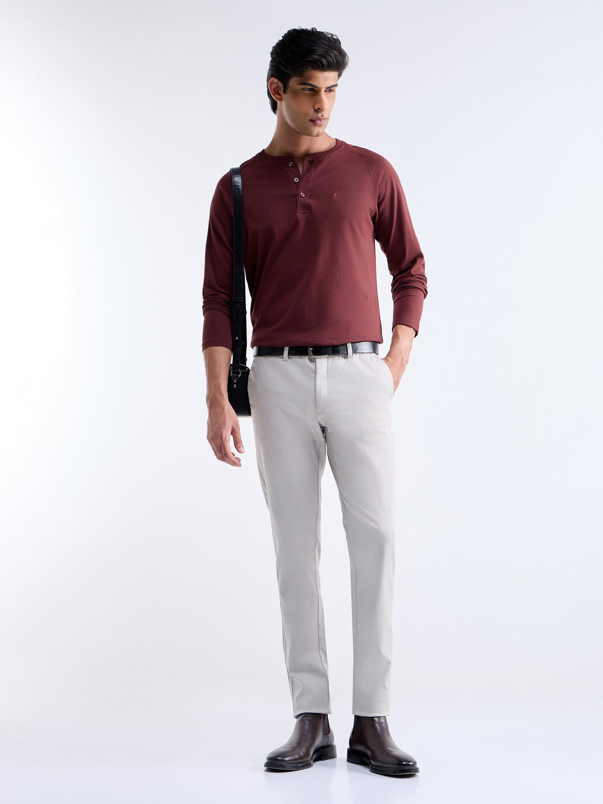 Slim Fit Cotton Stretch Trouser - Cement t4option_6