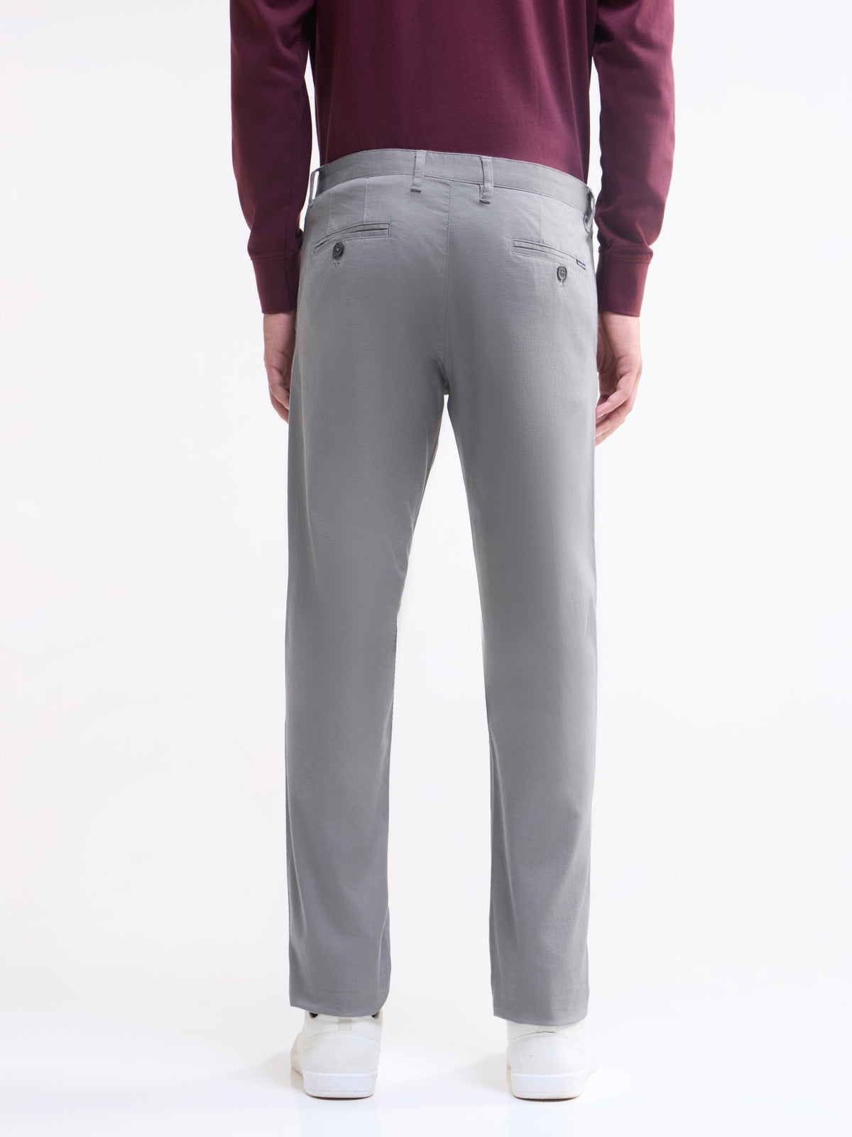 Slim Fit Cotton Stretch Trouser - Light Grey t4option_2