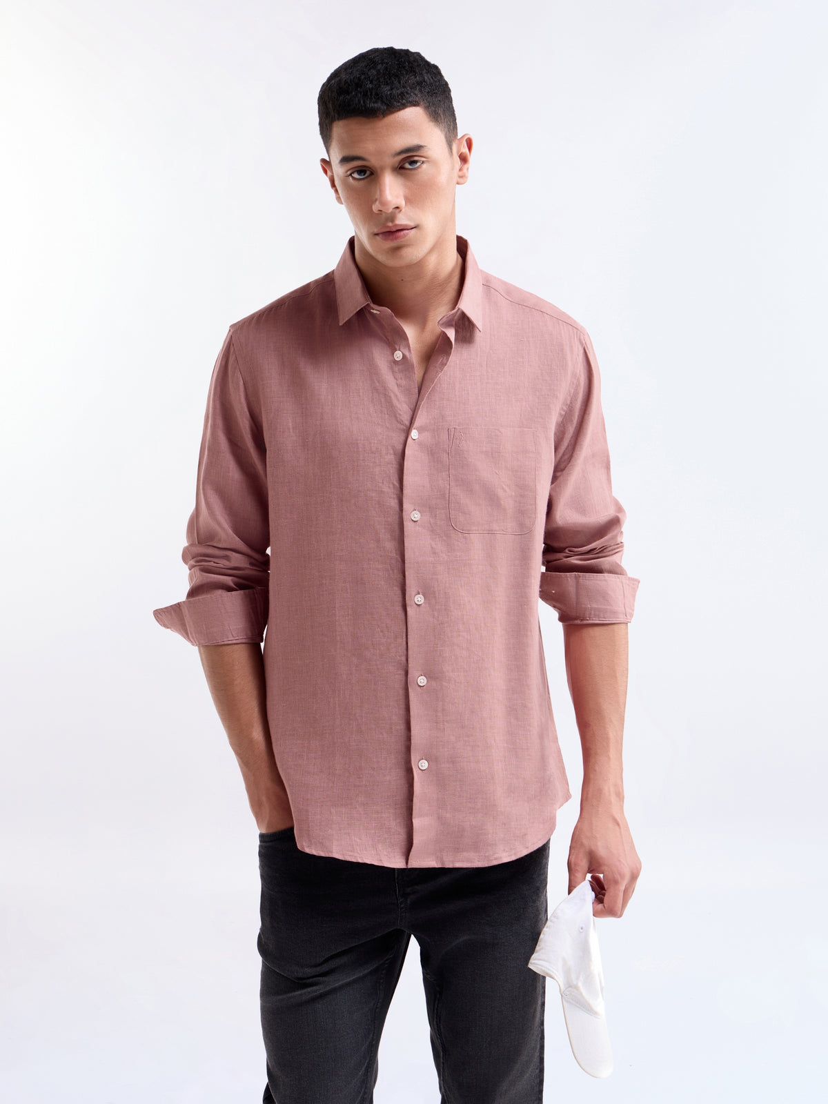 Solid Regular Fit Shirt - Pale Pink t4option_7