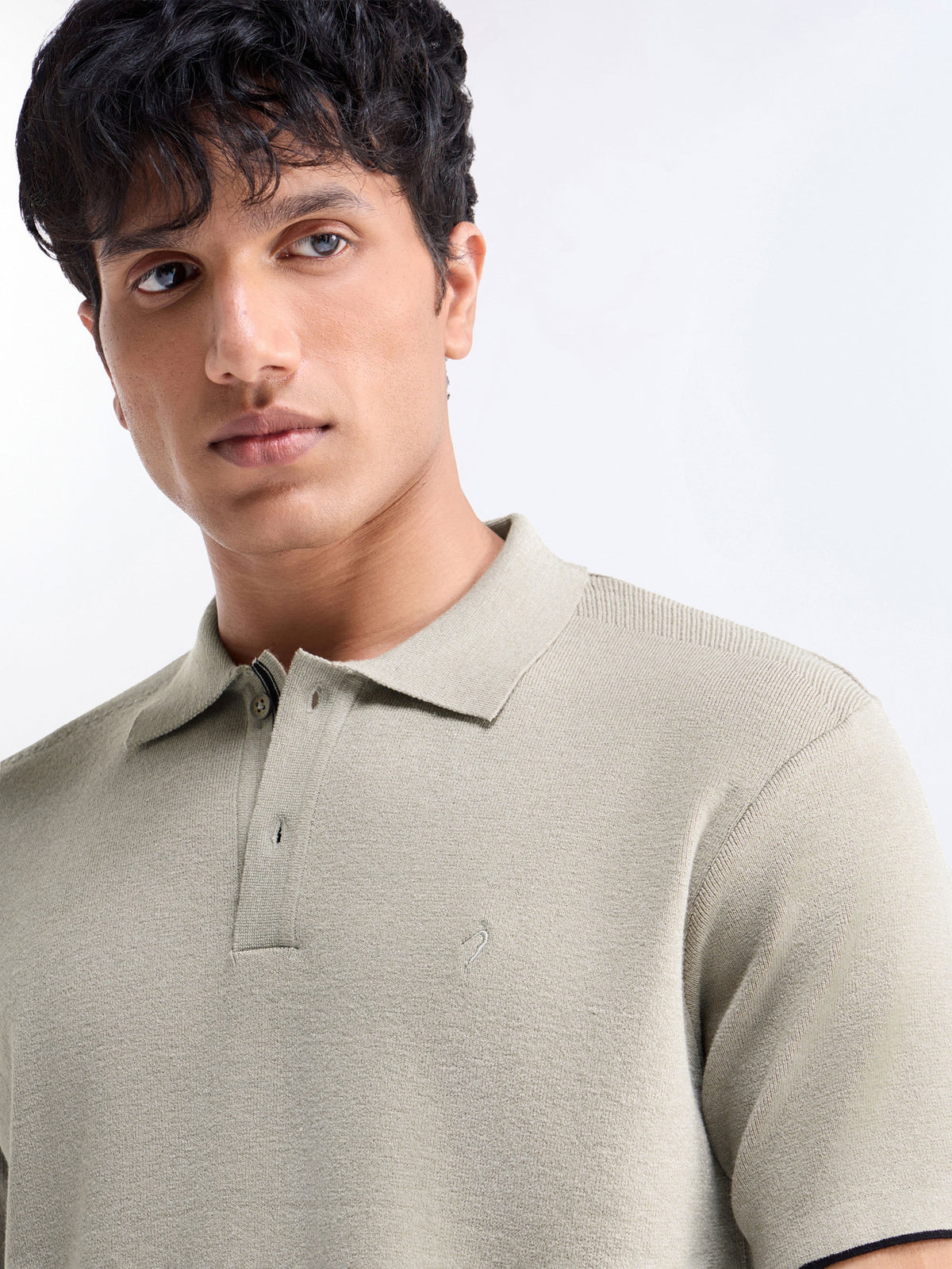 Solid Half Sleeve Regular Fit T-Shirt - Cream t4option_0