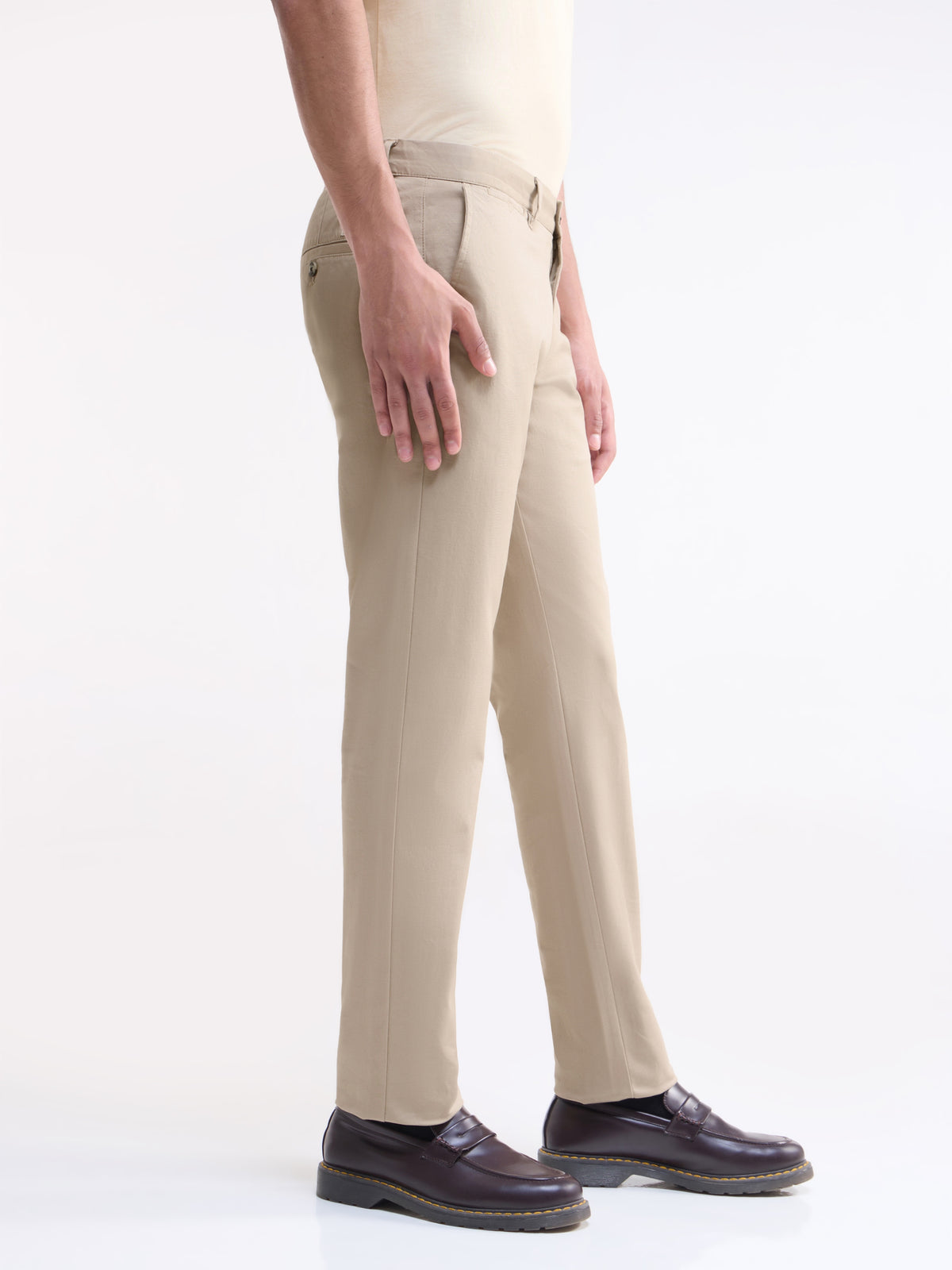 Slim Fit Cotton Stretch Trouser - Lt Khaki t4option_0