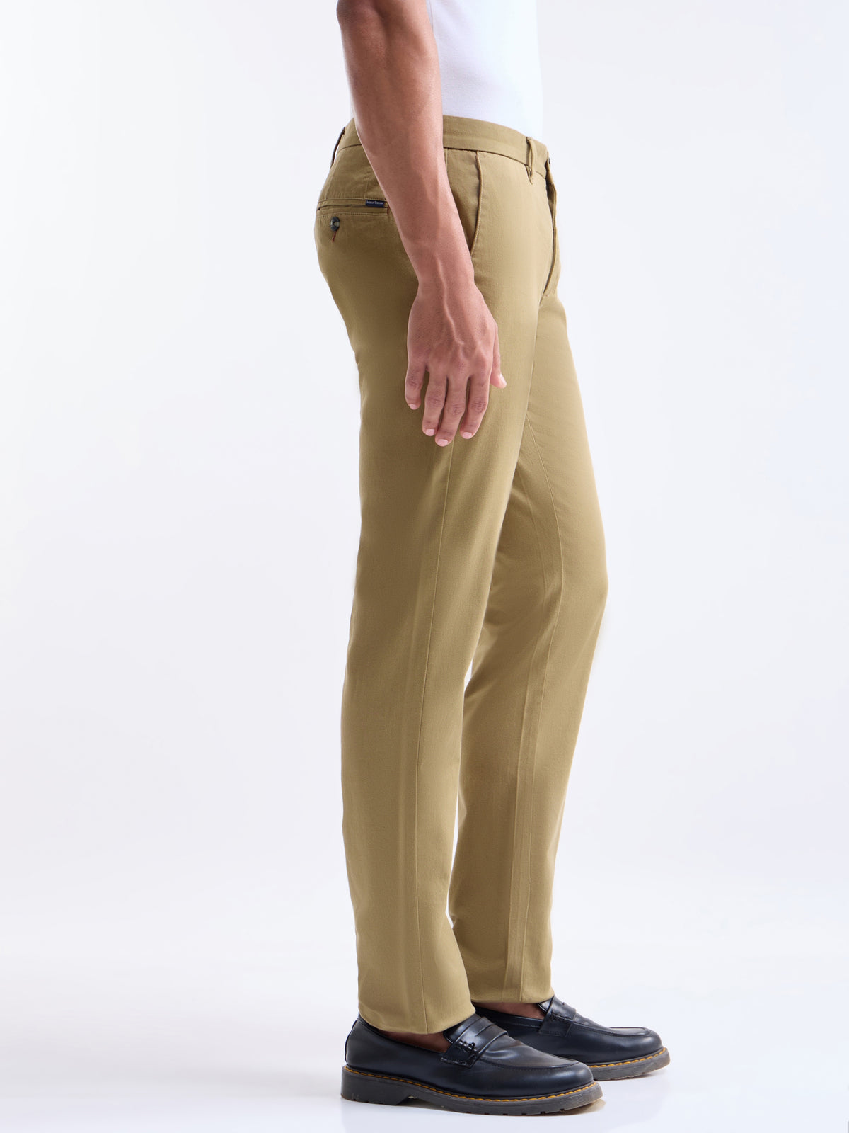 Twill Slim Fit Cotton Stretch Trouser - Dark Khaki t4option_1