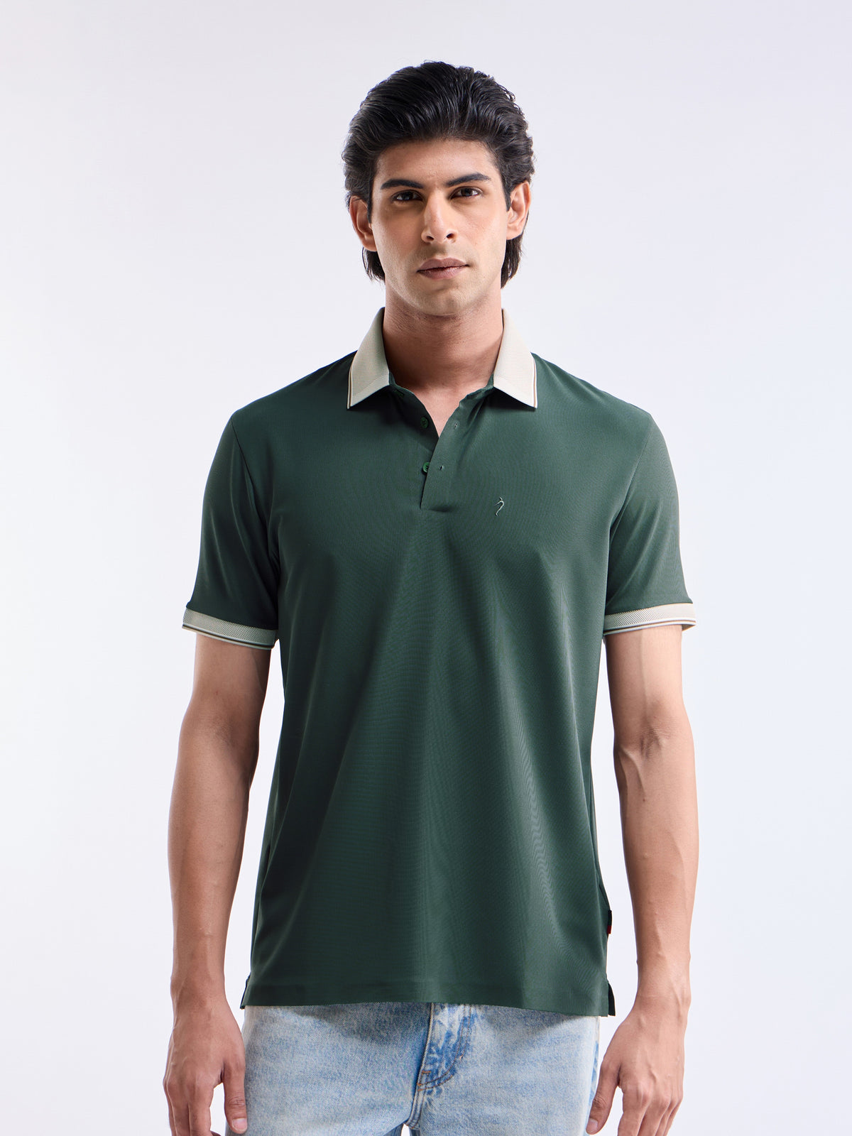 Solid Half Sleeve Regular Fit Polo T-Shirt - Deep Olive t4option_0