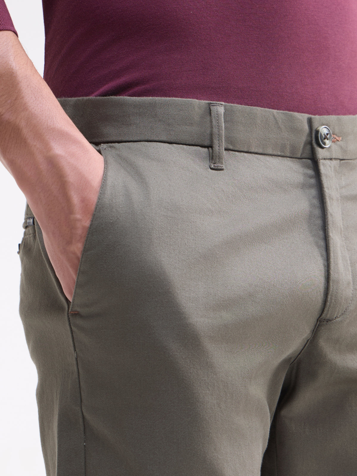 Twill Slim Fit Cotton Stretch Trouser - Grey t4option_0