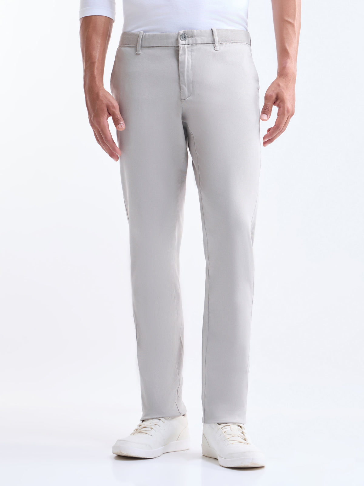 Slim Fit Cotton Stretch Trouser - Cement t4option_0