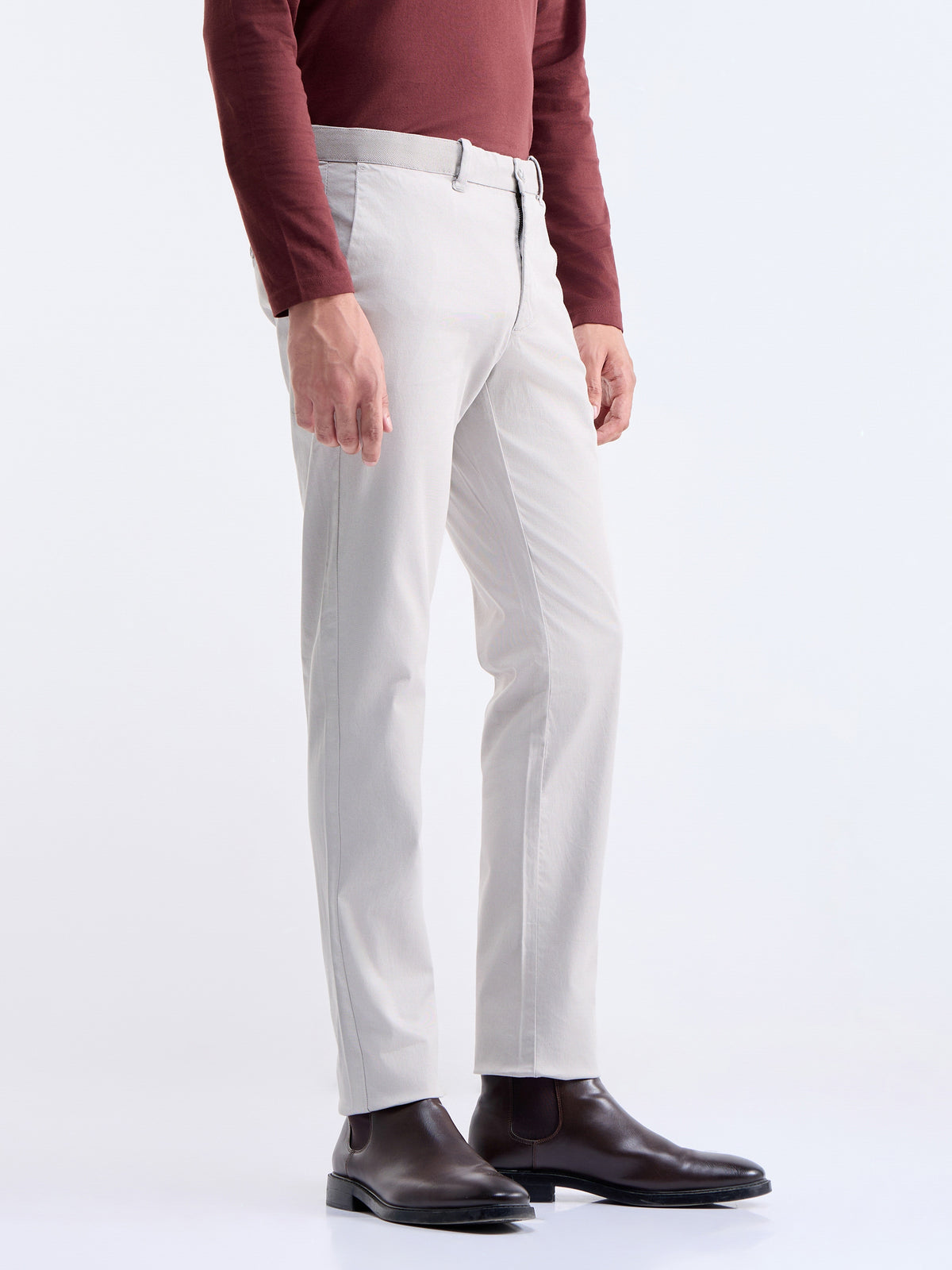 Slim Fit Cotton Stretch Trouser - Cement t4option_6