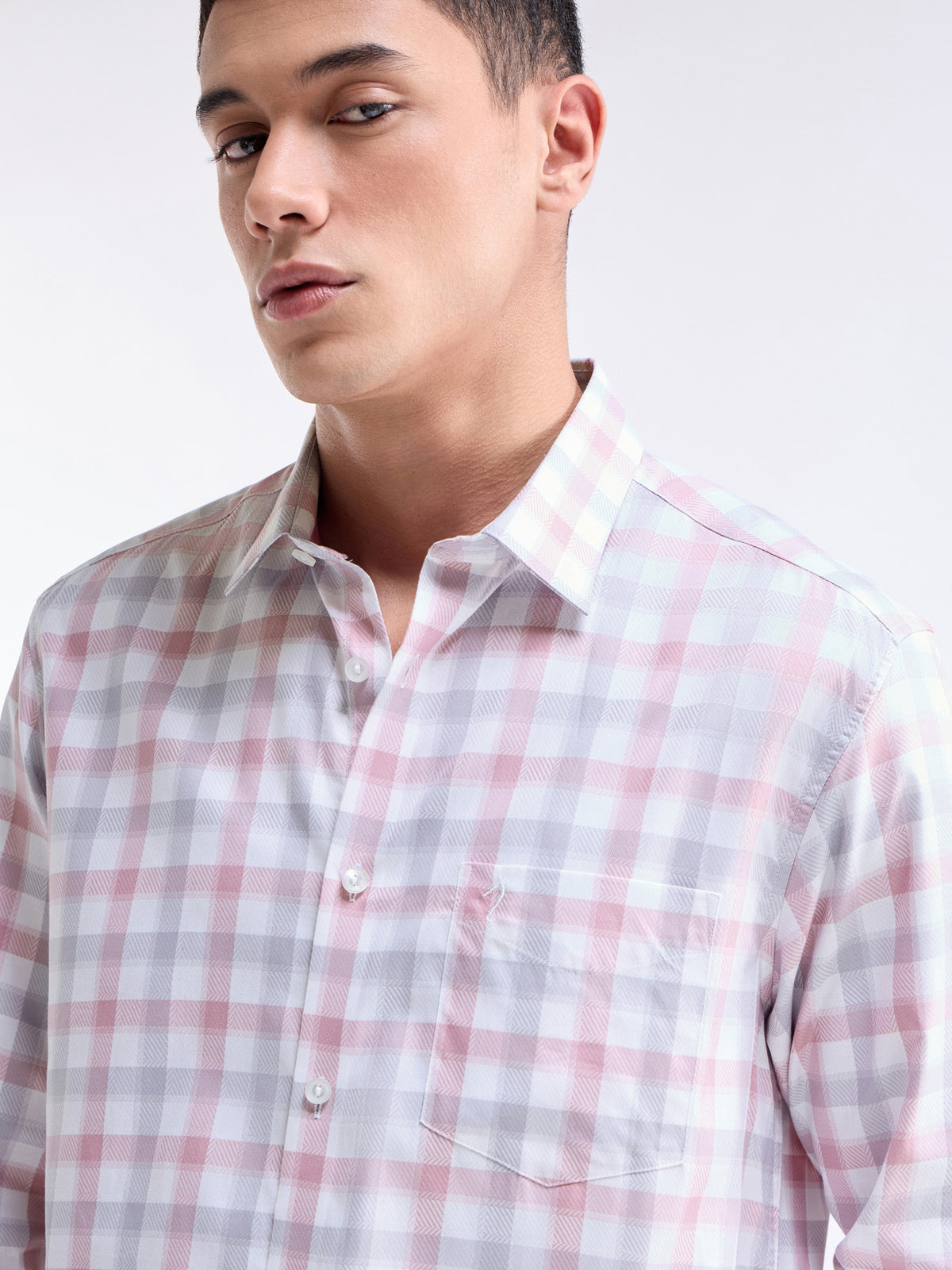 Check Full Sleeve Cotton Shirt - Pink t4option_1