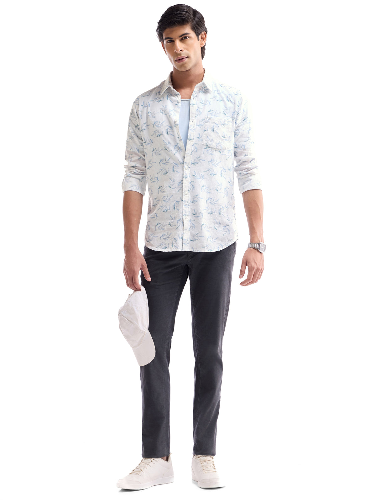 Printed Full Sleeve Cotton Shirt - Blue t4option_0