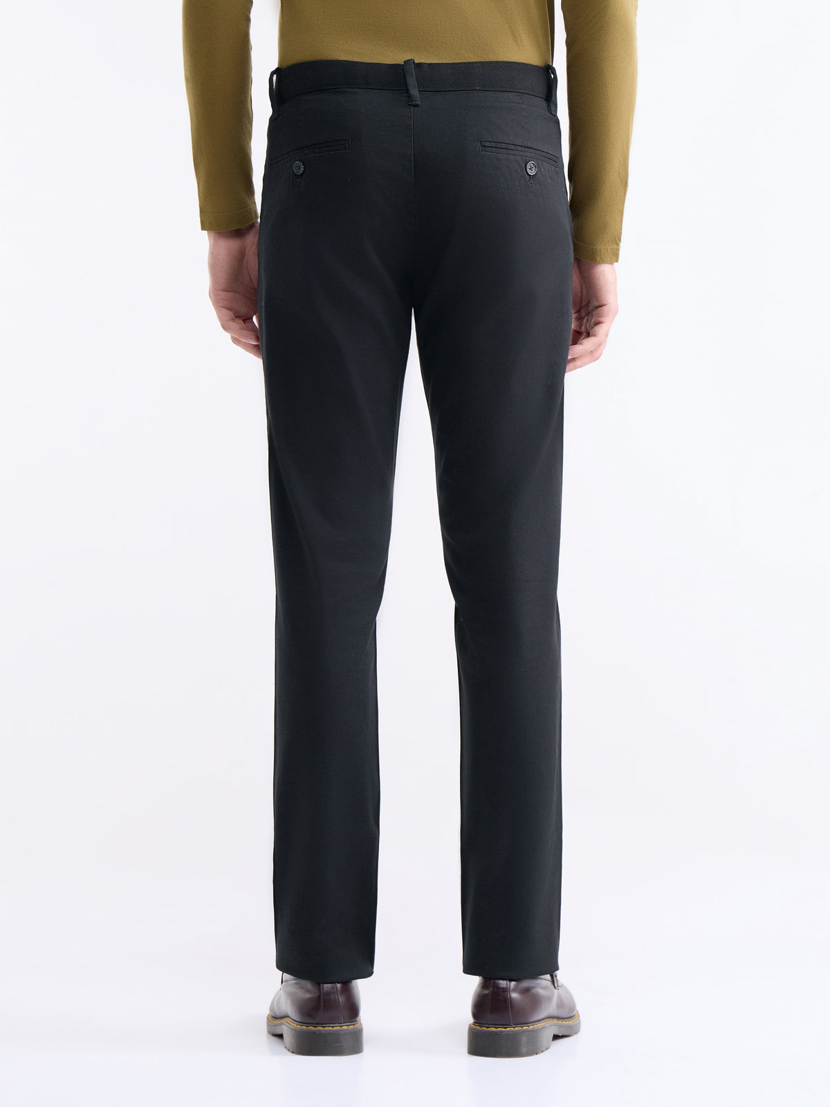 Slim Fit Cotton Stretch Trouser - Black t4option_7