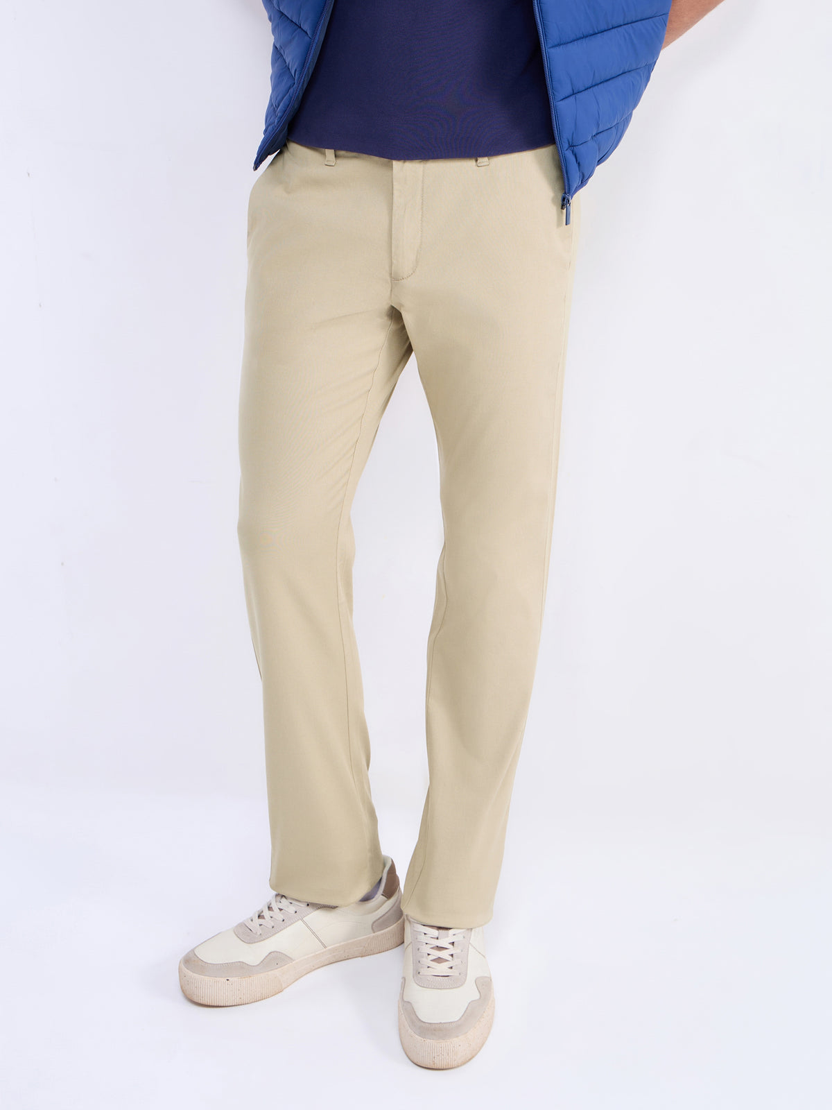 Slim Fit Cotton Stretch Trouser - Lt Khaki t4option_4