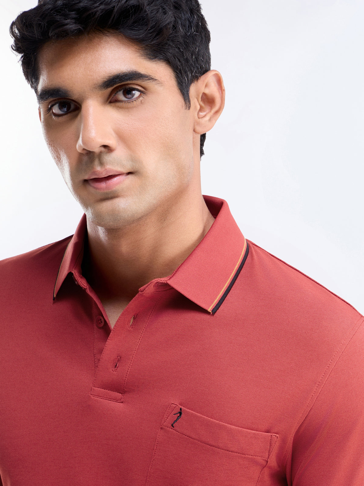 Solid Half Sleeve Regular Fit Polo T-Shirt - Dark Red t4option_2