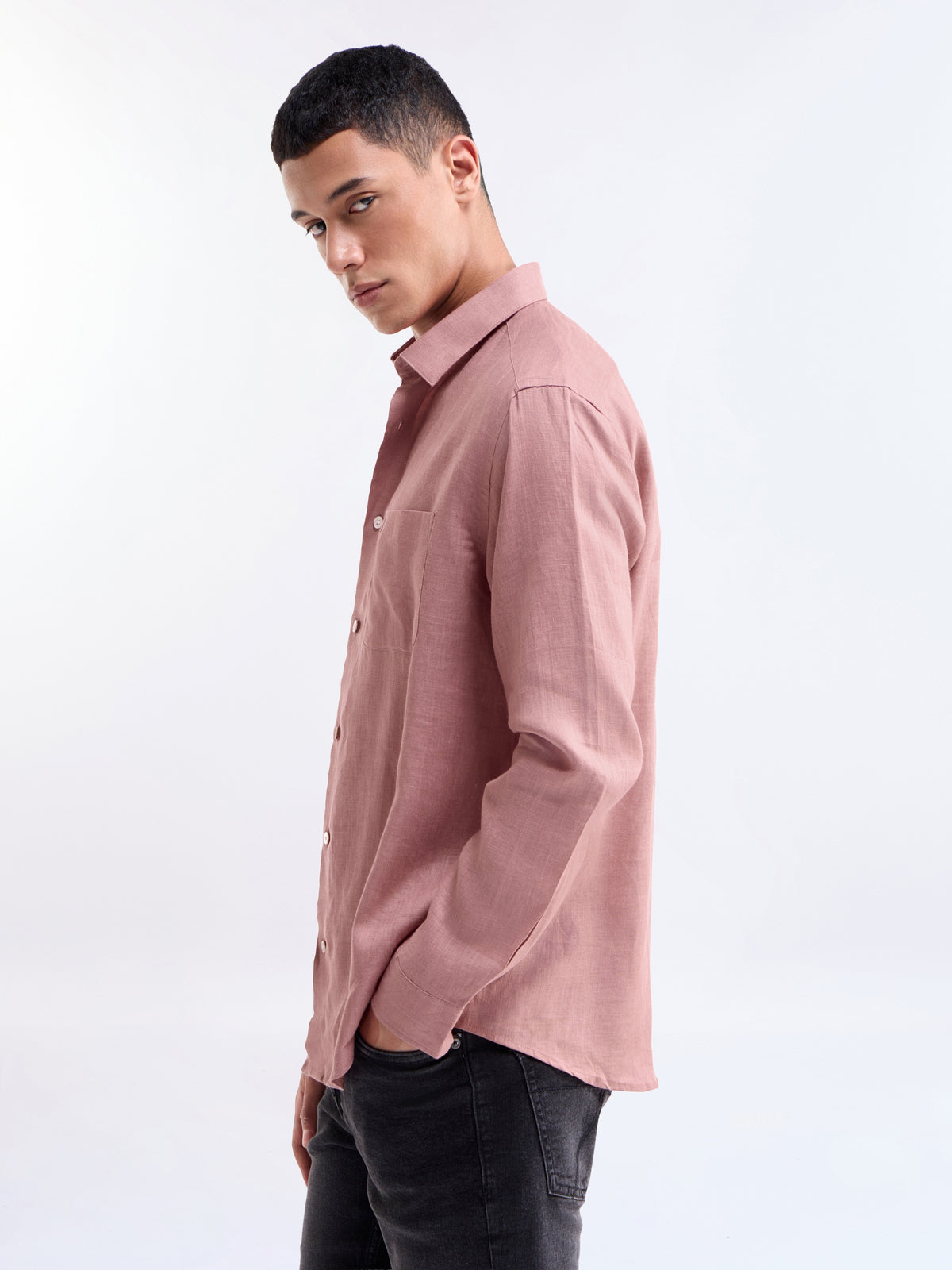 Solid Regular Fit Shirt - Pale Pink t4option_7