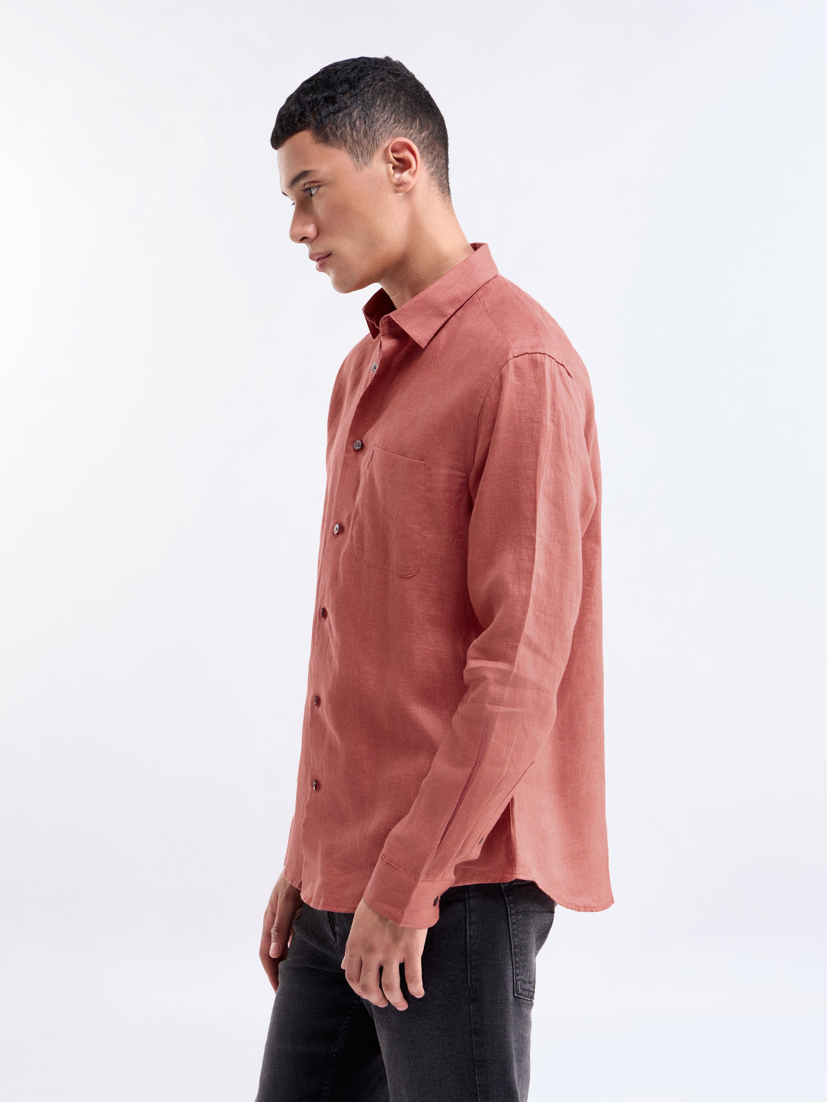 Solid Regular Fit Shirt - Brick t4option_1
