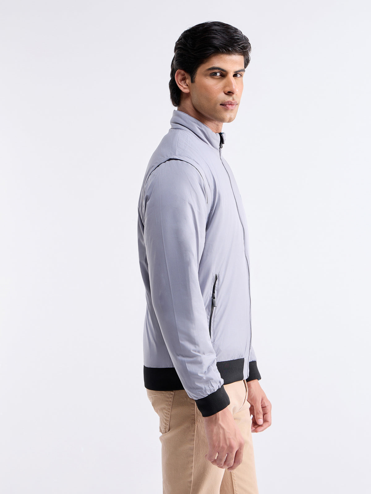 Solid Full Sleeve Bomber Jacket - Teal t4option_1