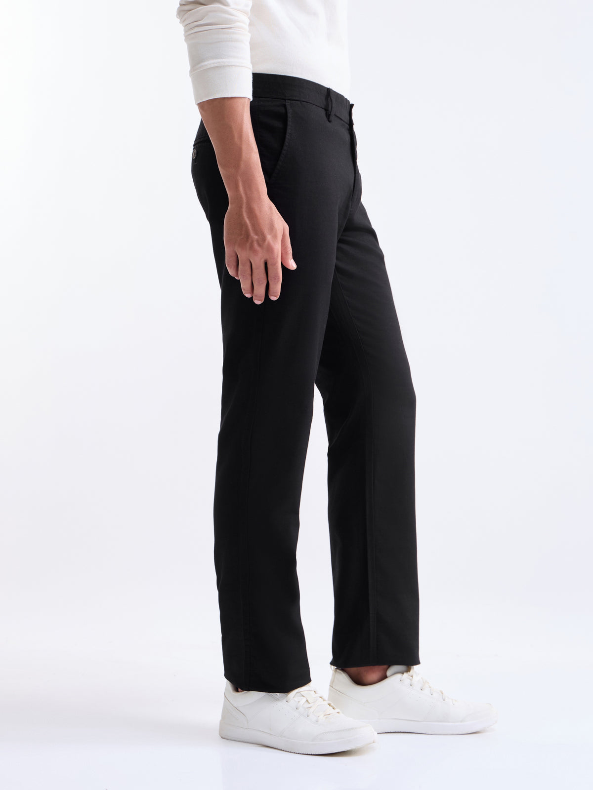 Regular Fit Cotton Stretch Trouser - Black t4option_0