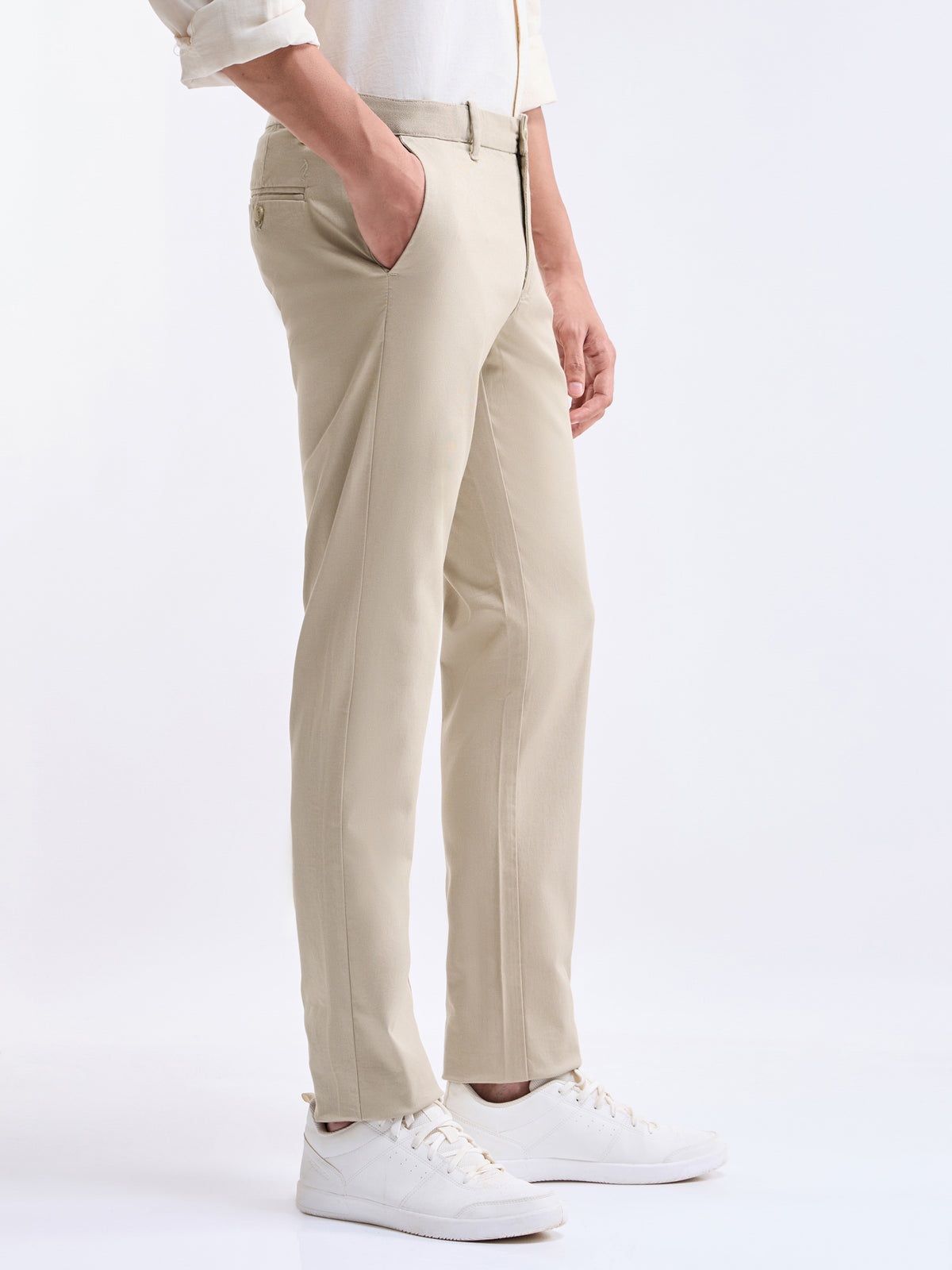 Slim Fit Cotton Stretch Trouser - Lt Khaki t4option_8