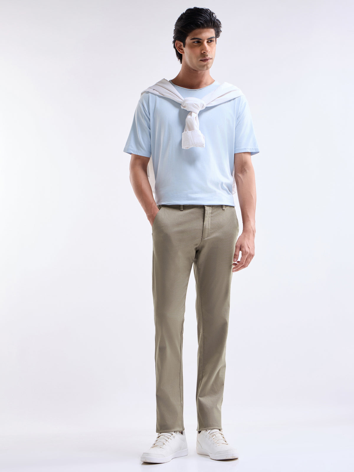 Slim Fit Cotton Stretch Trouser - Lt Brown t4option_7