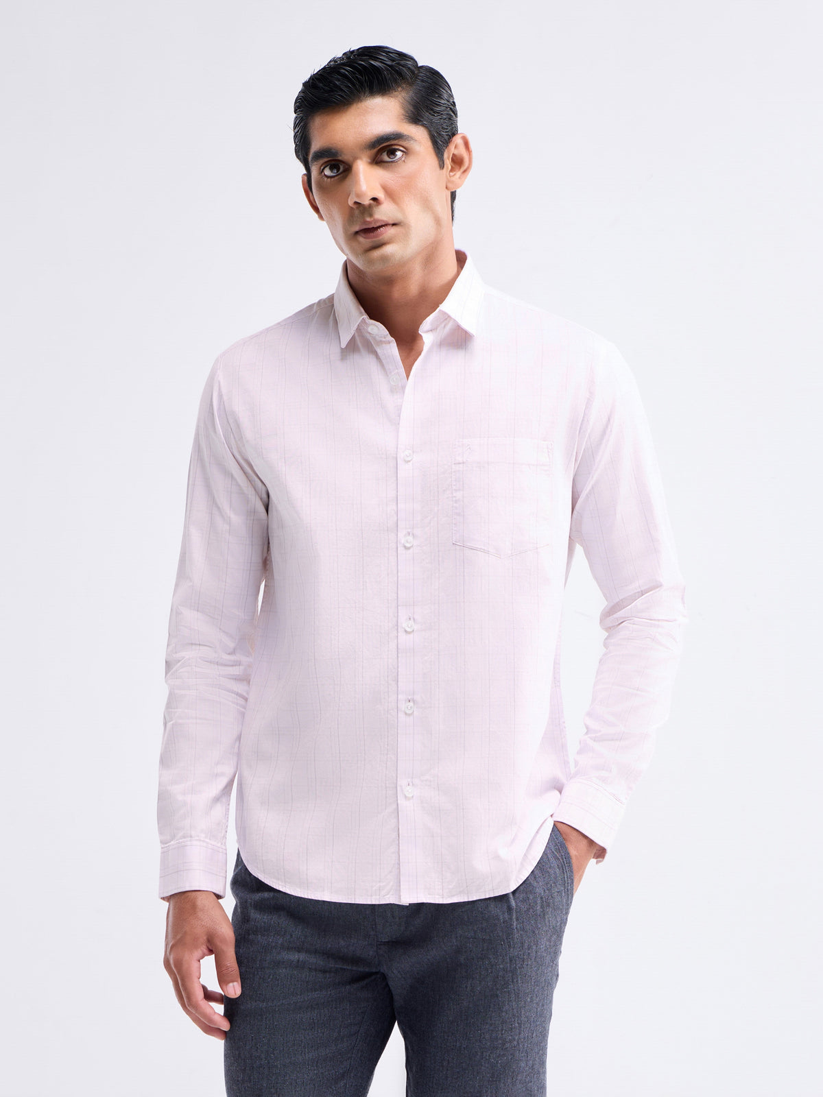 Check Full Sleeve Cotton Shirt - Pink t4option_1