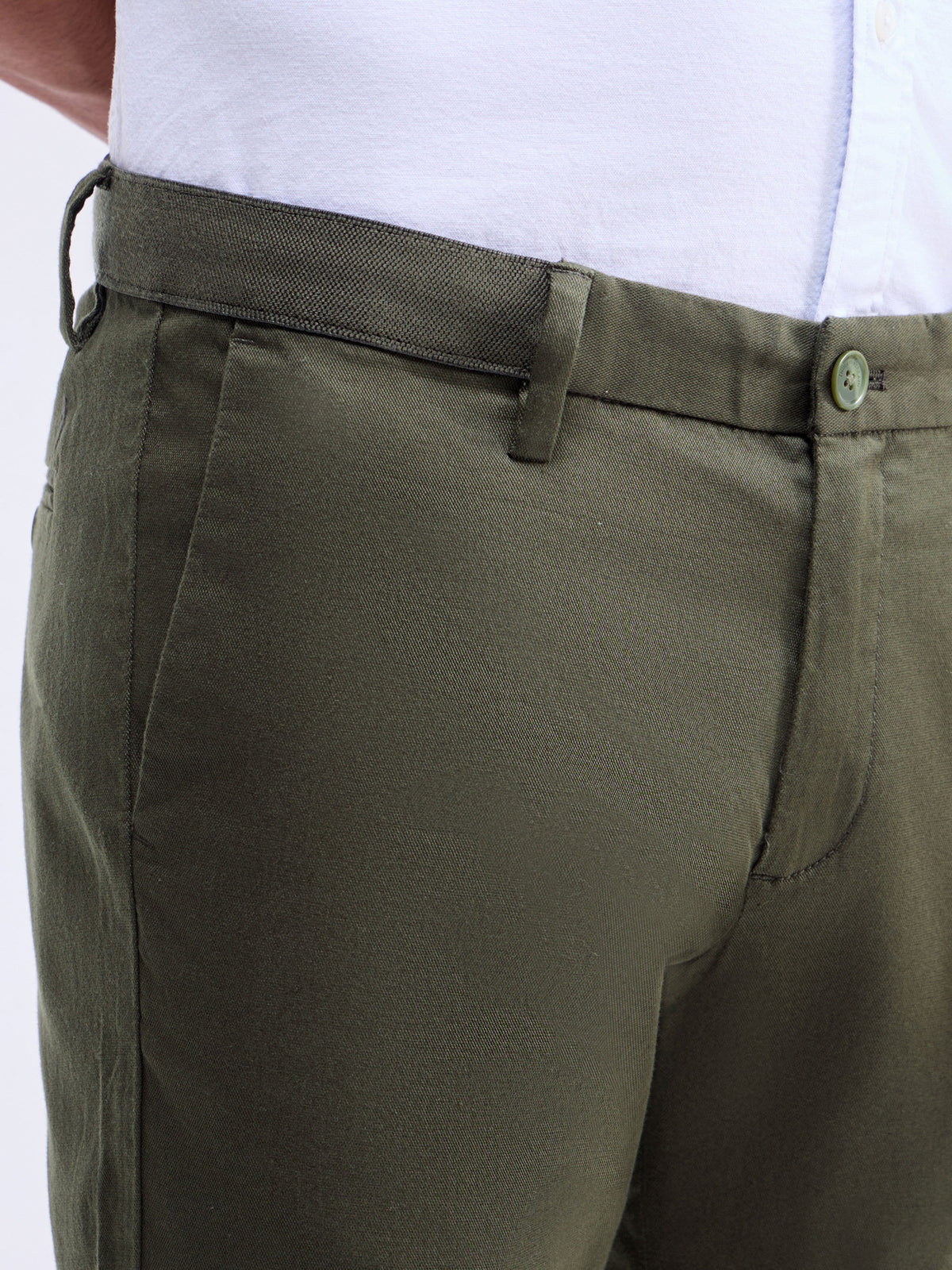 Slim Fit Cotton Stretch Trouser - Dark Olive t4option_6