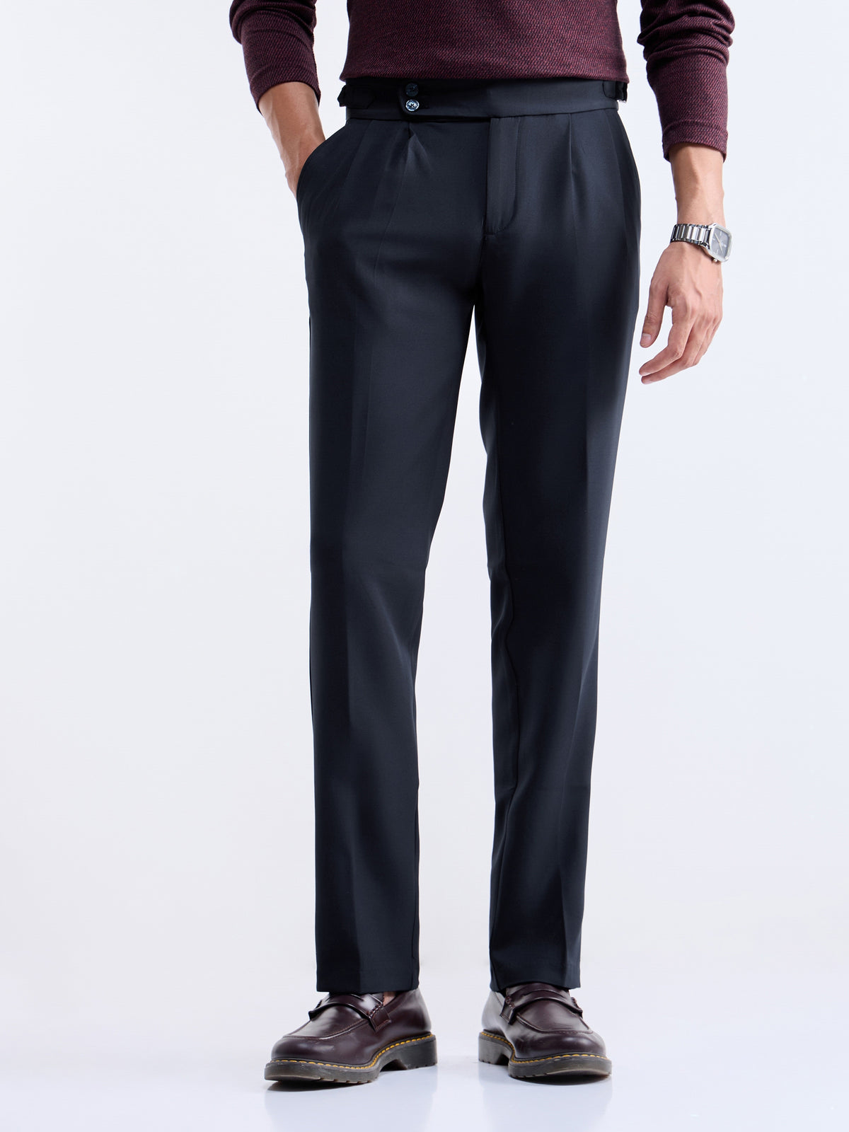 Regular Fit Cotton Stretch Trouser - Navy t4option_0