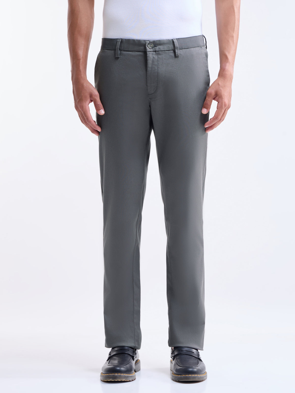 Slim Fit Cotton Stretch Trouser - Charcoal t4option_0