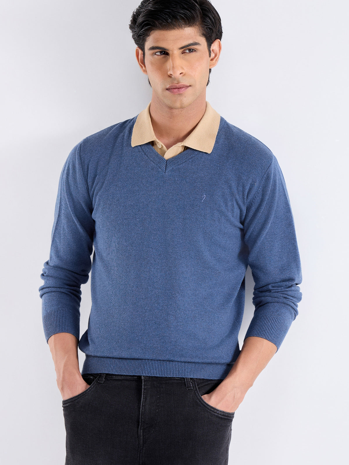 Solid Full Sleeve Jumper Sweater - Light Blue t4option_0