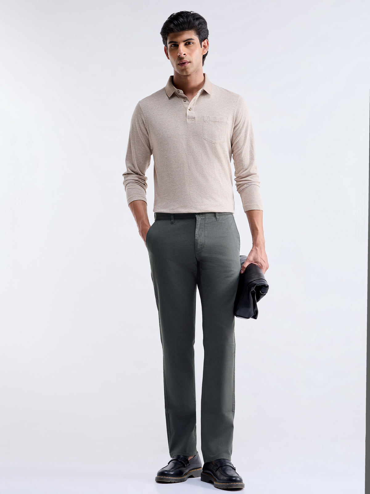 Slim Fit Cotton Trouser - Dark Grey t4option_0