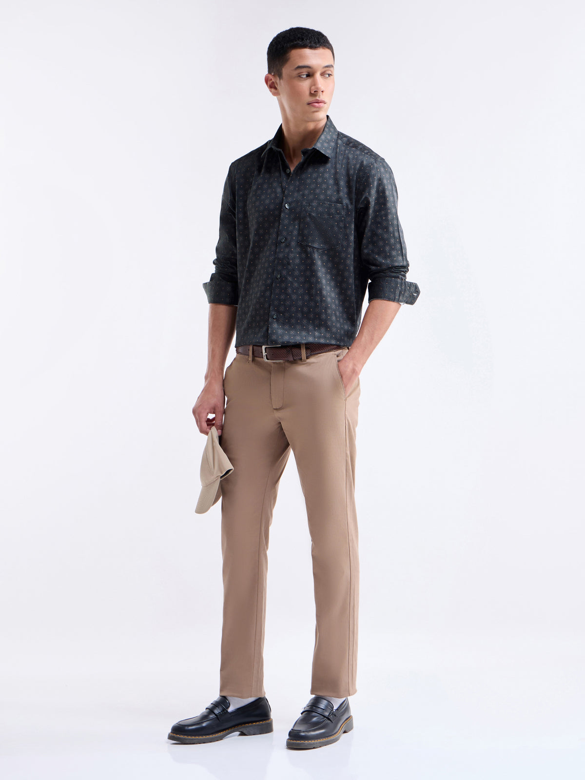 Printed Full Sleeve Cotton Shirt - Pine t4option_1