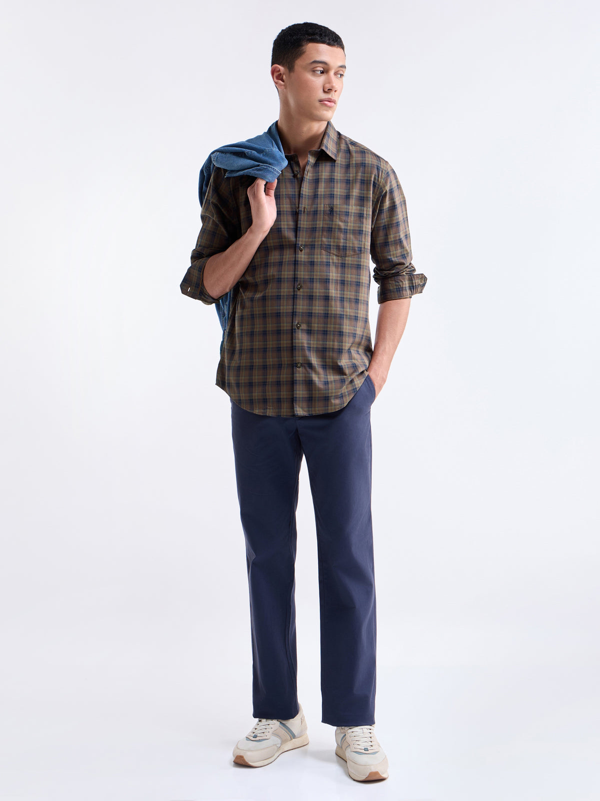 Check Full Sleeve Cotton Shirt - Tabacco t4option_1