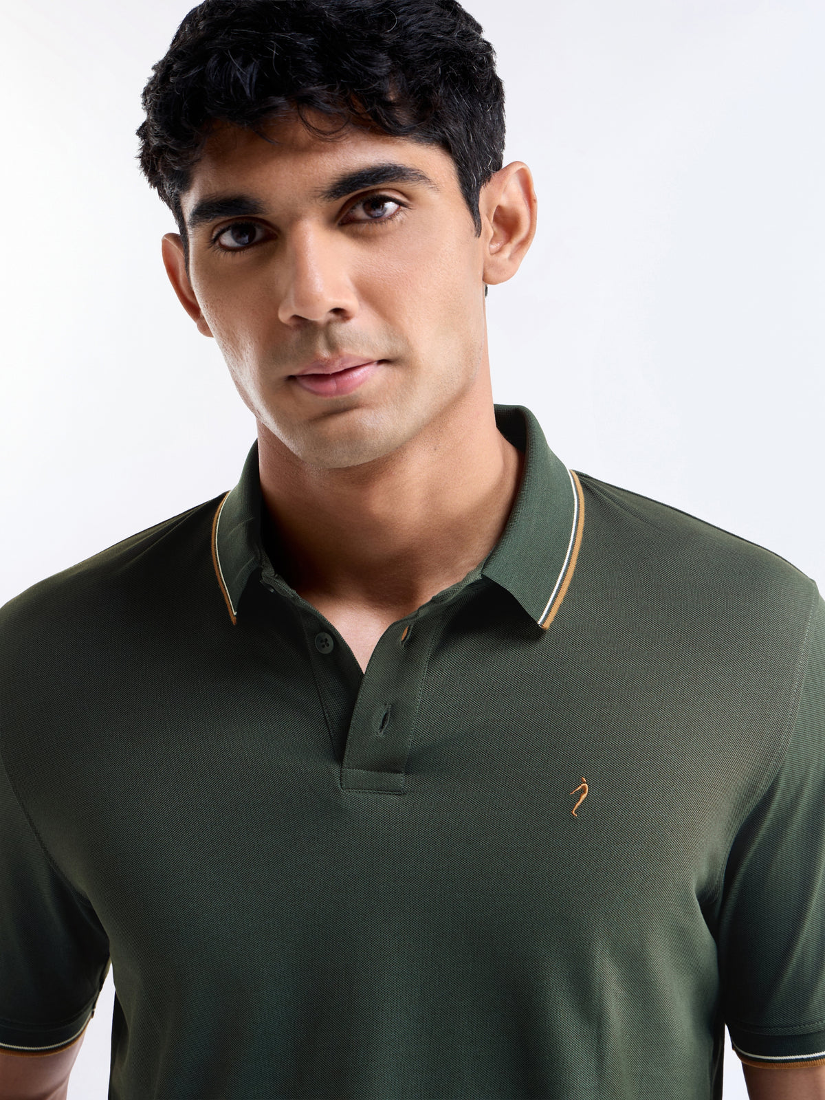 Solid Half Sleeve Regular Fit Polo T-Shirt - Pine t4option_5