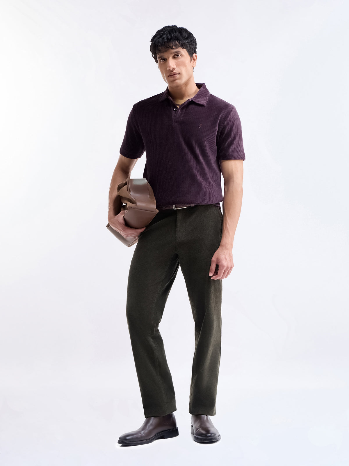 Solid Half Sleeve Regular Fit Polo T-Shirt - Violet t4option_2