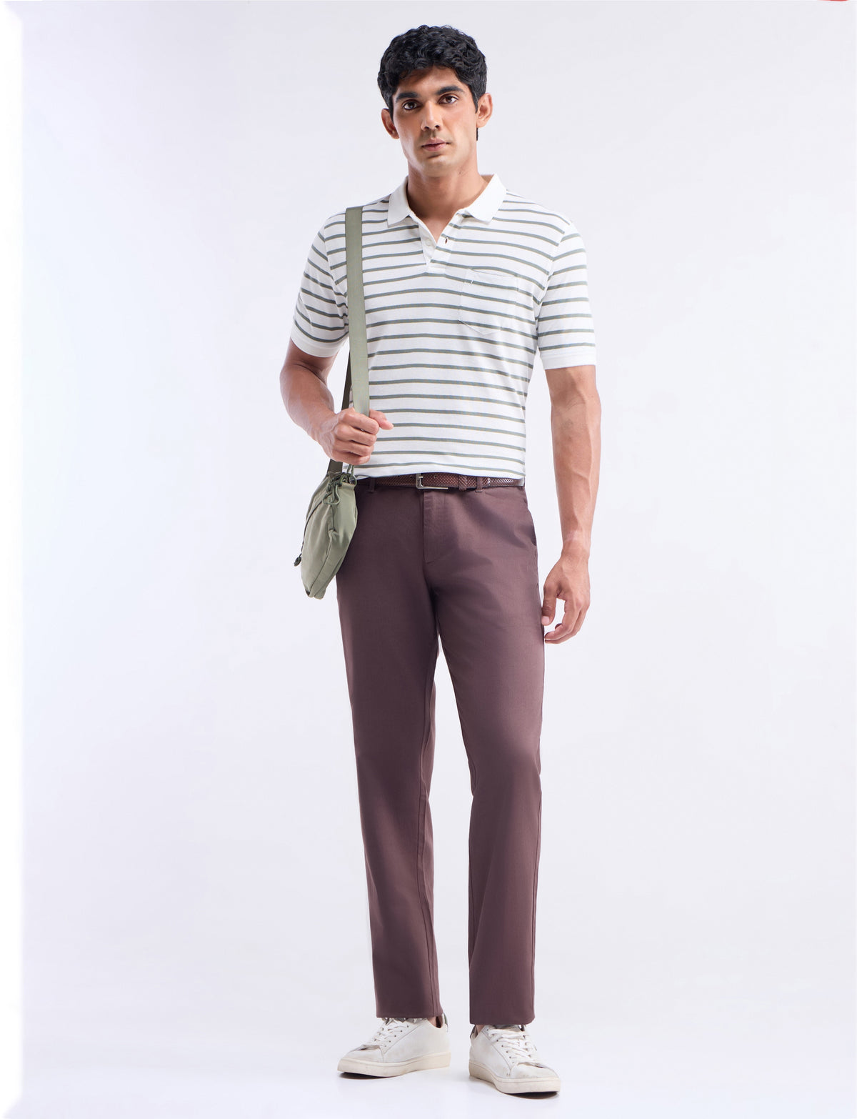 Striped Half Sleeve Regular Fit Polo T-Shirt - Off White t4option_0