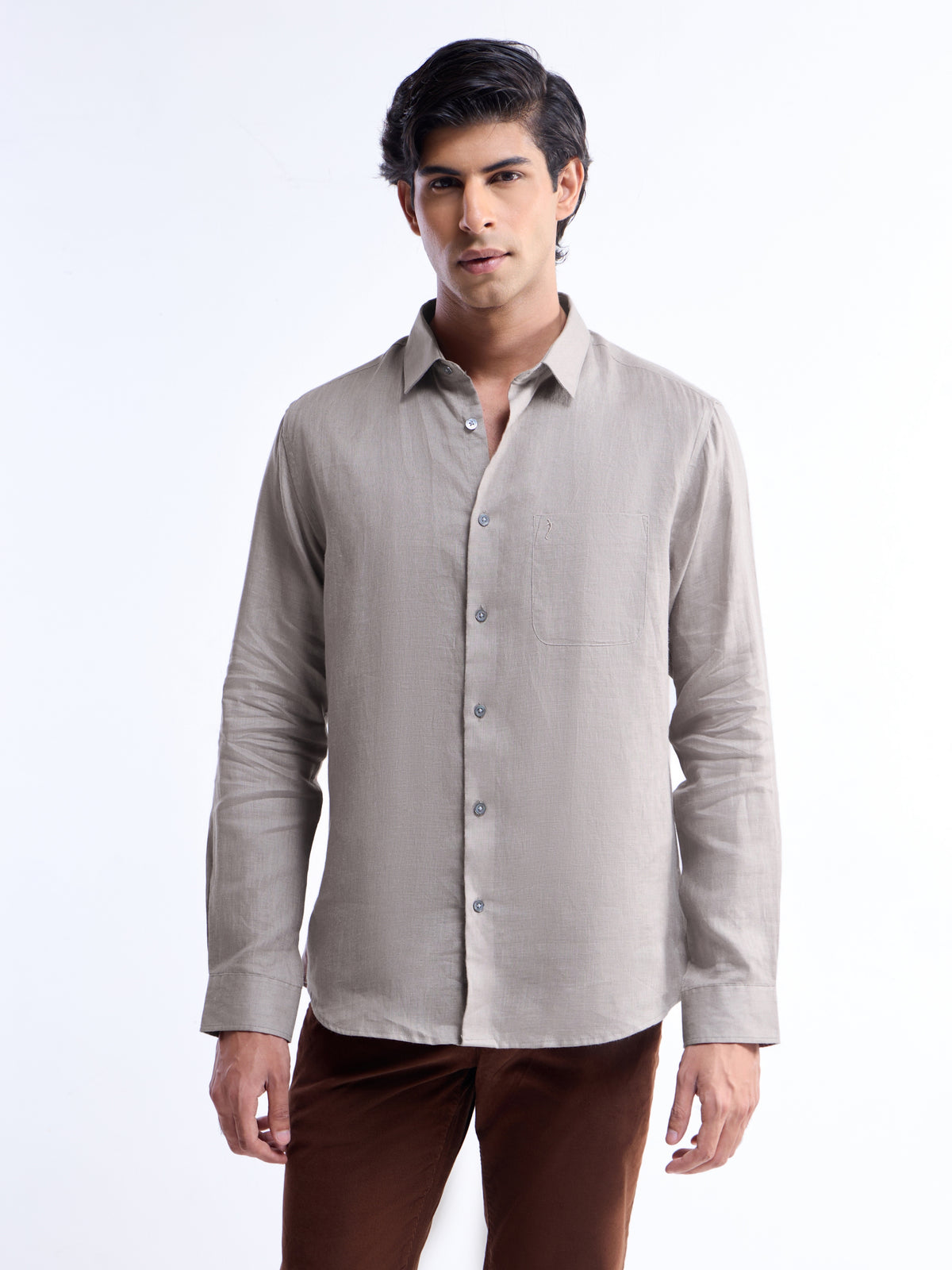 Solid Regular Fit Shirt - Grey t4option_4